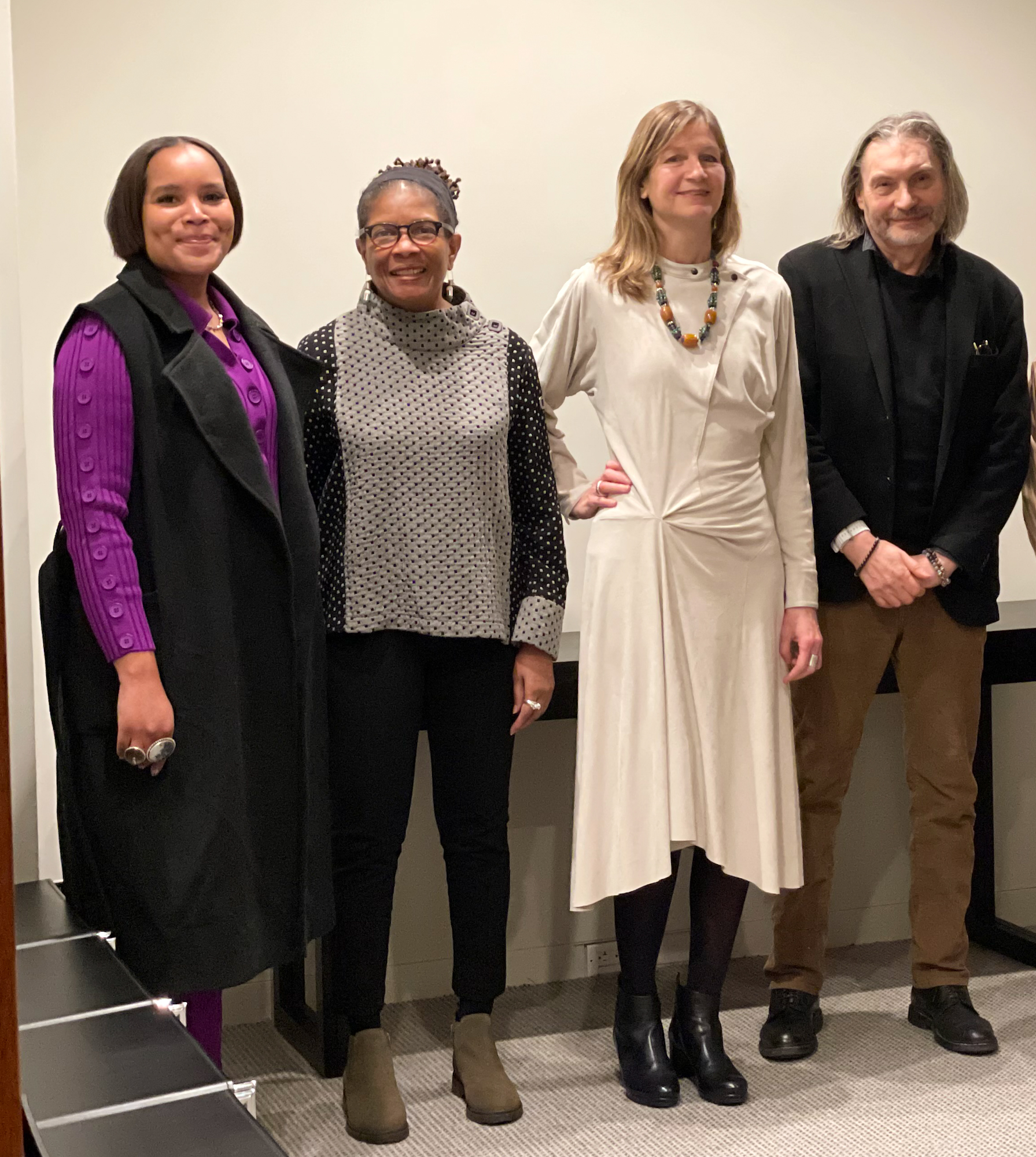 Artists Pamela Council and Nanette Carter, Deputy Director of Curatorial Affairs Corinne Erni, guest curator Klaus Ottman during the Parrish press event at Christie's in New York. COURTESY PARRISH ART MUSEUM