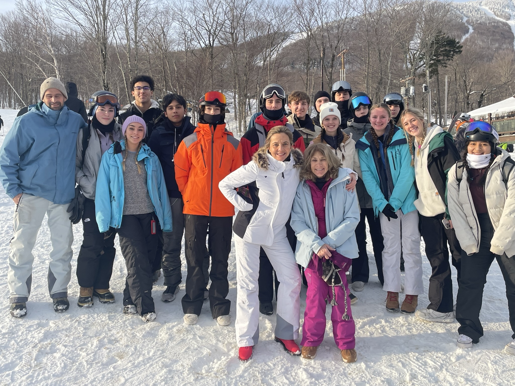 Members of Southampton High School’s Outing Club recently took a ski trip to Stowe, Vermont. The 39 students, along with former teacher and Outing Club adviser Tina Lengyel and current language teachers and Outing Club advisers Mitti Abbadessa and David Riley, took on the slopes during the overnight trip. The group included advanced skiers, as well as first-timers. COURTESY SOUTHAMPTON SCHOOL DISTRICT