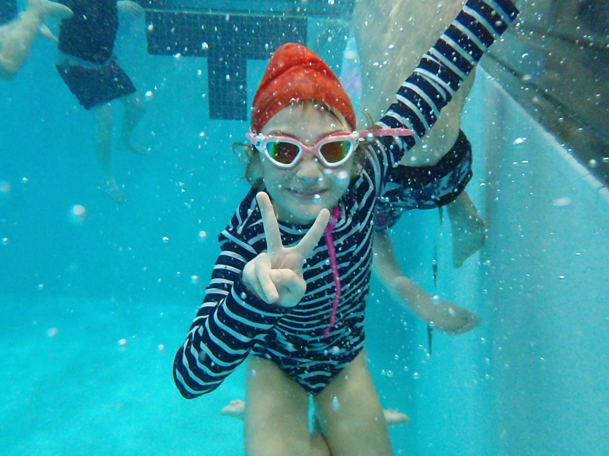 Sag Harbor Elementary School student Georgica Spooner smiled for the camera as she demonstrated her swimming skills. All students in first through fourth grade travel to the YMCA for swimming lessons. As part of physical education class, each grade gets three swim lessons. COURTESY SAG HARBOR SCHOOL DISTRICT