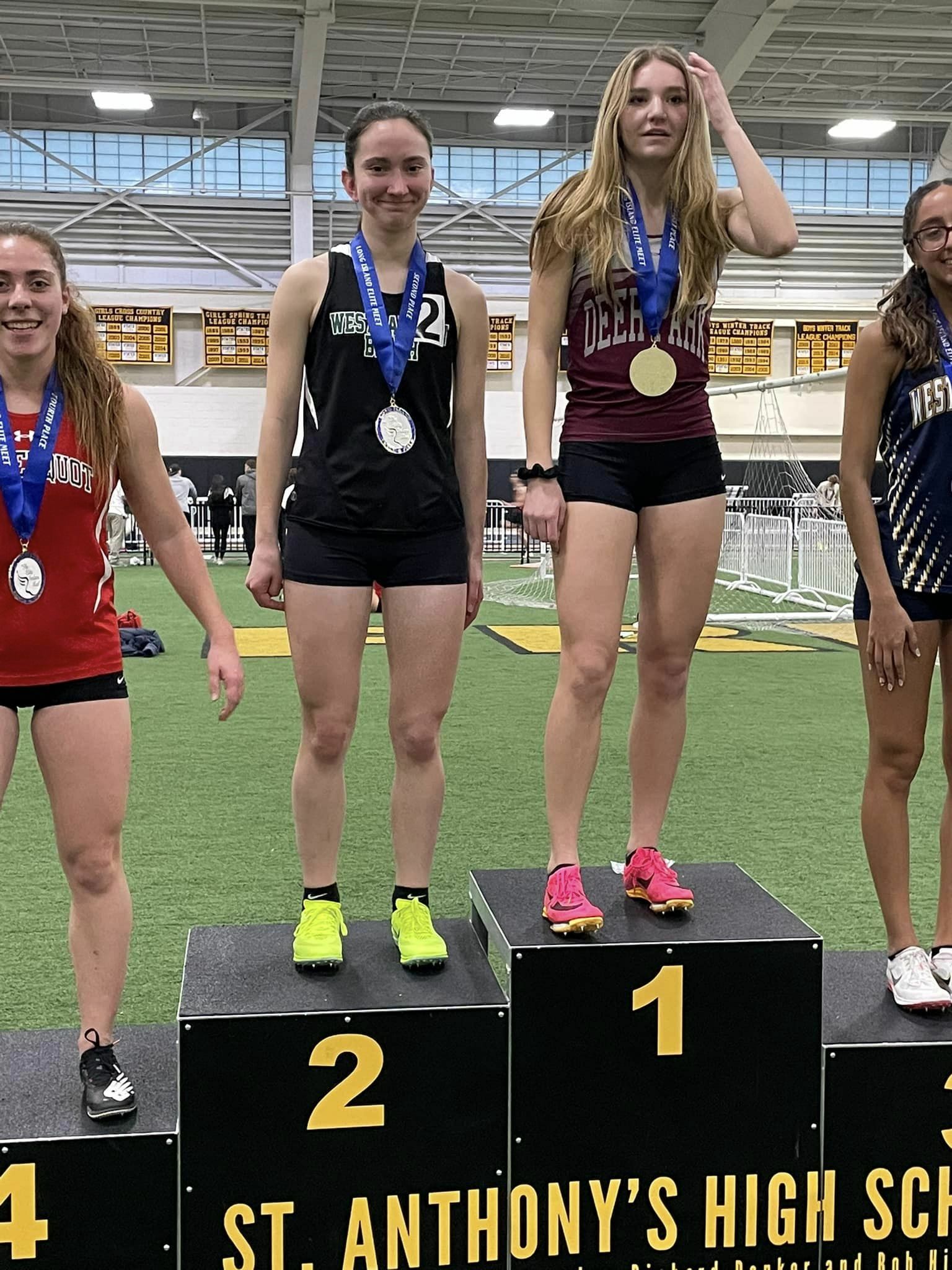Lily Strebel placed second in the 600-meter run at the Long Island Elite Meet on Saturday.    MEG YAKABOSKI
