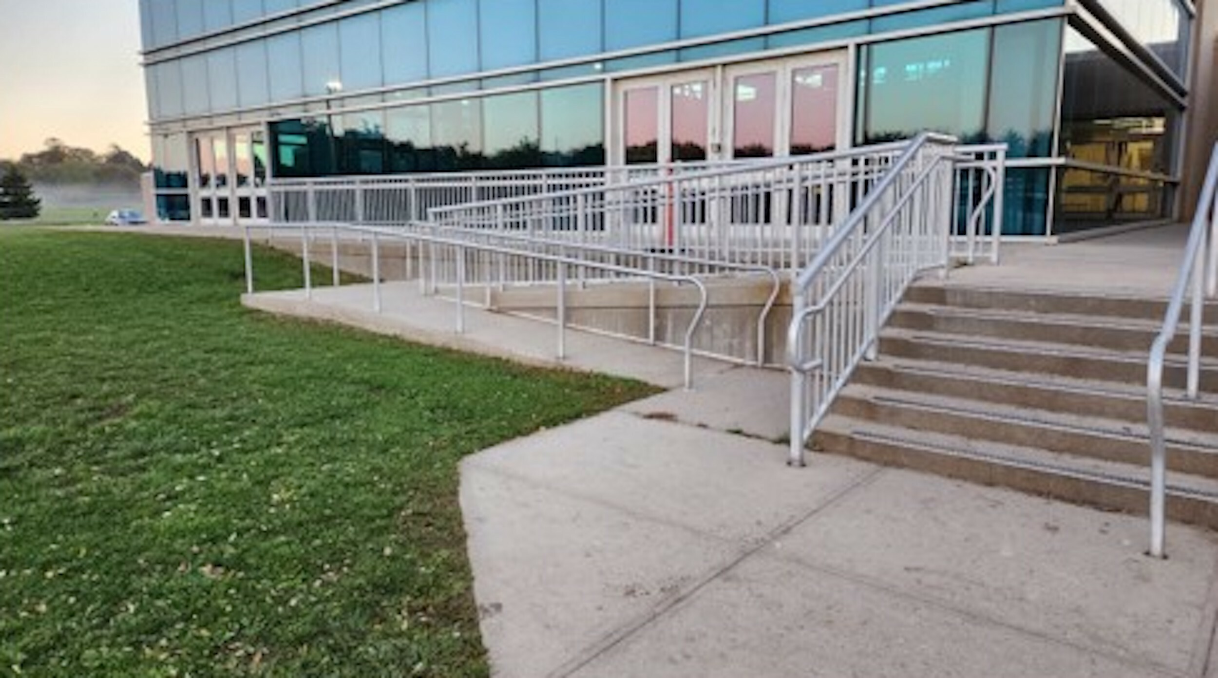 The space where the veranda would be constructed for additional seating outside East Hampton High School's cafeteria. EAST HAMPTON SCHOOL DISTRICT