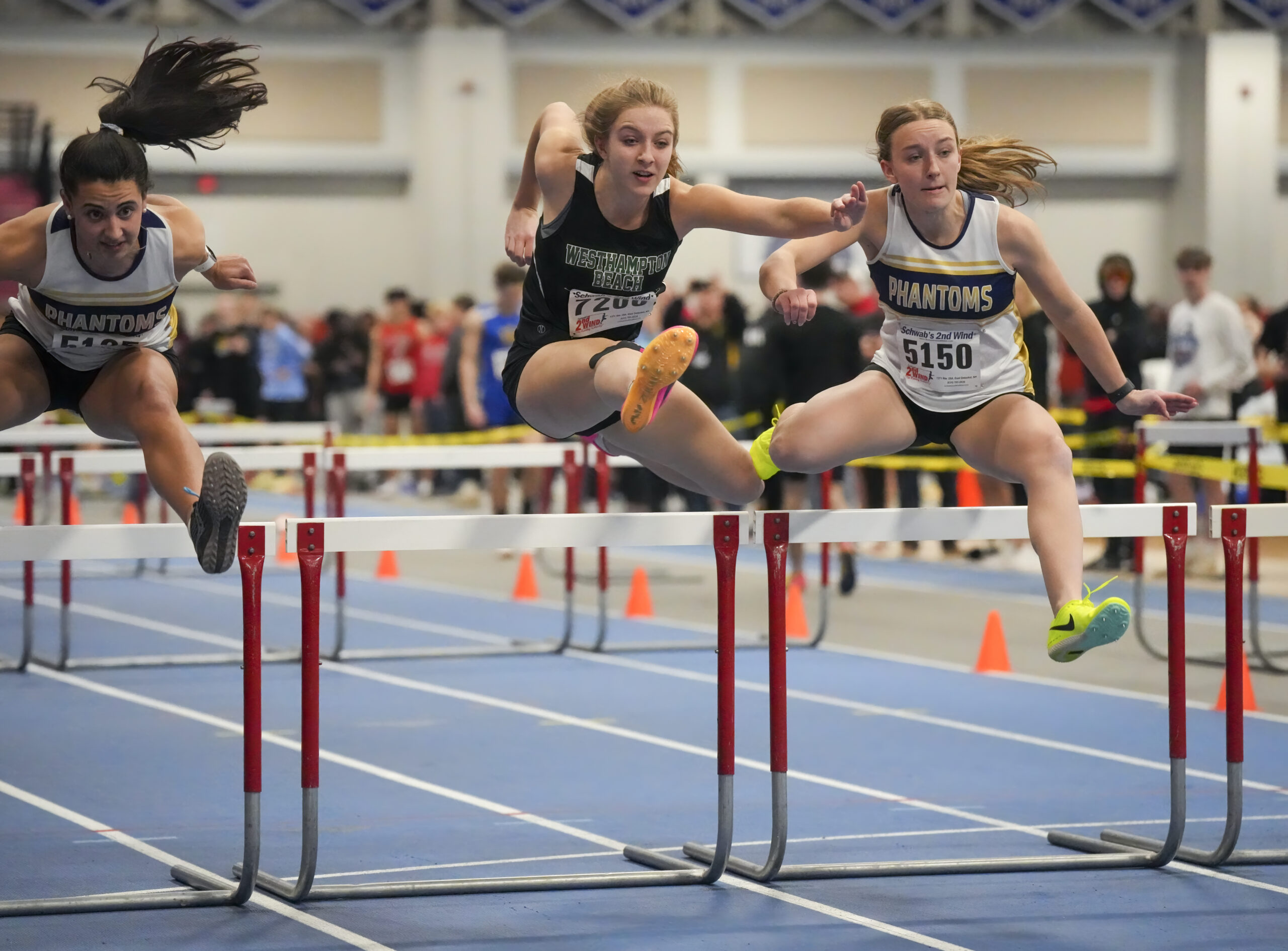 Westhampton Beach sophomore Madison Phillips placed fourth in the 55-meter hurdles.   RON ESPOSITO