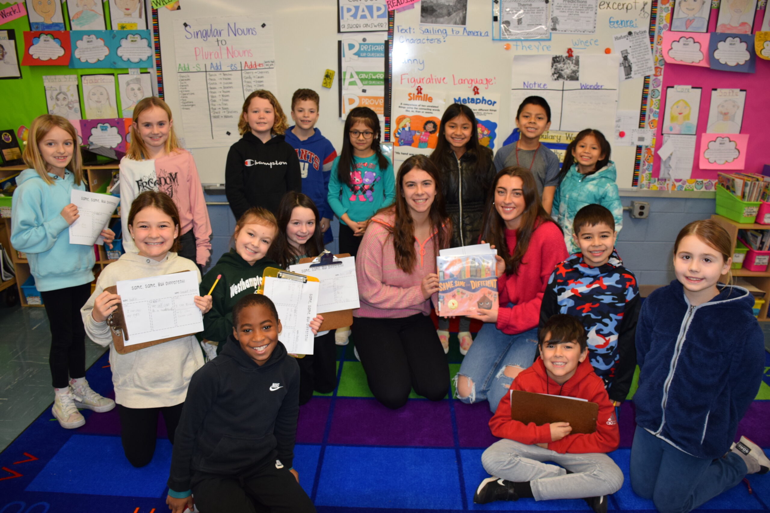 Westhampton Beach High School students recently volunteered to read books to students at Westhampton Beach Elementary School as part of activities associated with Black History Month.  COURTESY WESTHAMPTON BEACH SCHOOL DISTRICT