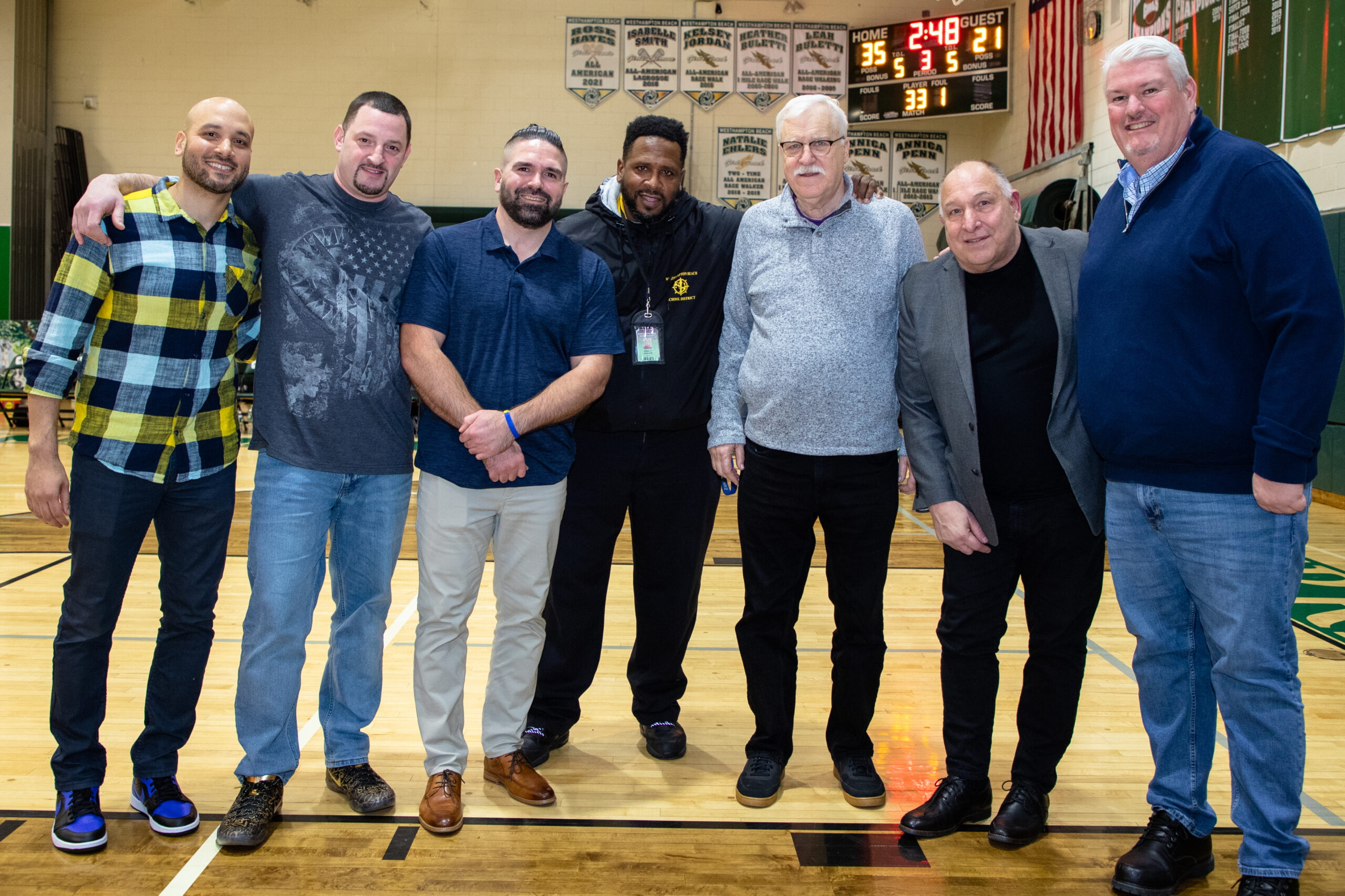 Players and coaches who were in attendance for last week's 25th anniversary were, from left, Bronson Martin, Adam Kandell, Dale Menendez, Ron Gholson, Rich Wrase, Jack Vivonetto and Bill Hempfling.   MICHAEL O'CONNOR