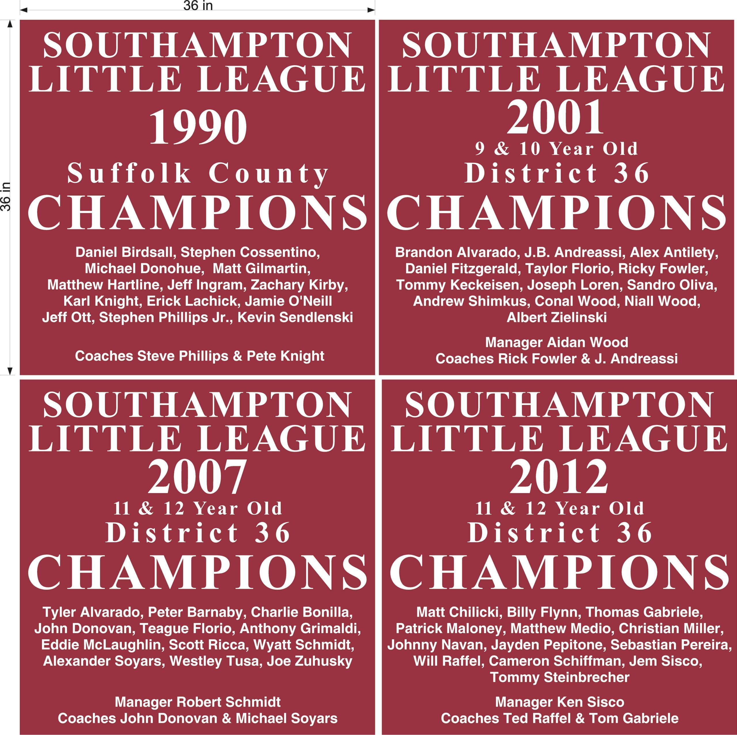 Mockups of the new signs that would be installed at Downs Family Recreational Park.   COURTESY FISHER SIGNS & SHIRTS