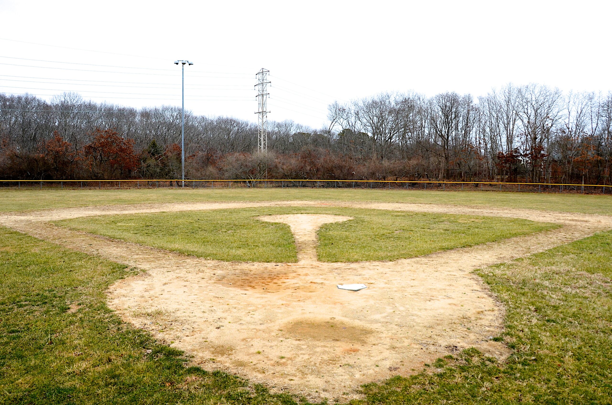 The now-abandoned ballfield on Pantigo Place where a groundbreaking for the new emergency facility was held eight months ago. Construction on the 22,000 square foot facility is finally due to begin this month.