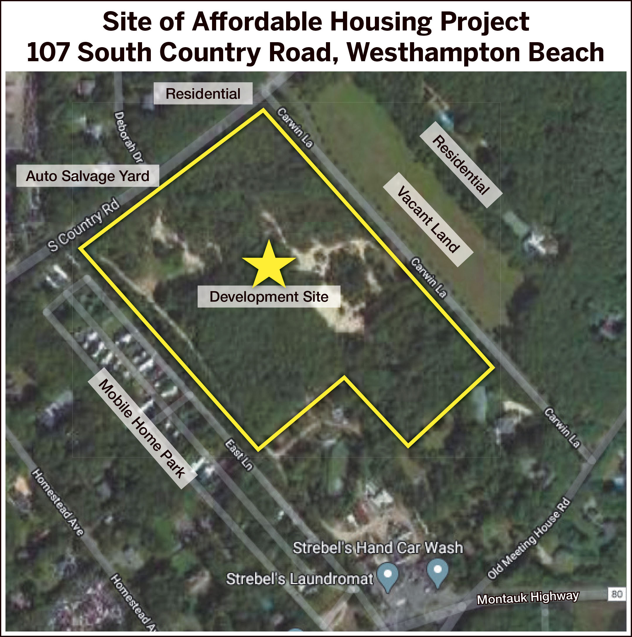 The site of a proposed affordable housing development in Quiogue called The Preserve at South Country.