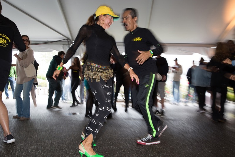 Cristina Ferreira-Matos and Fernando Matos dance to the music of Mambo Loco on Saturday. 