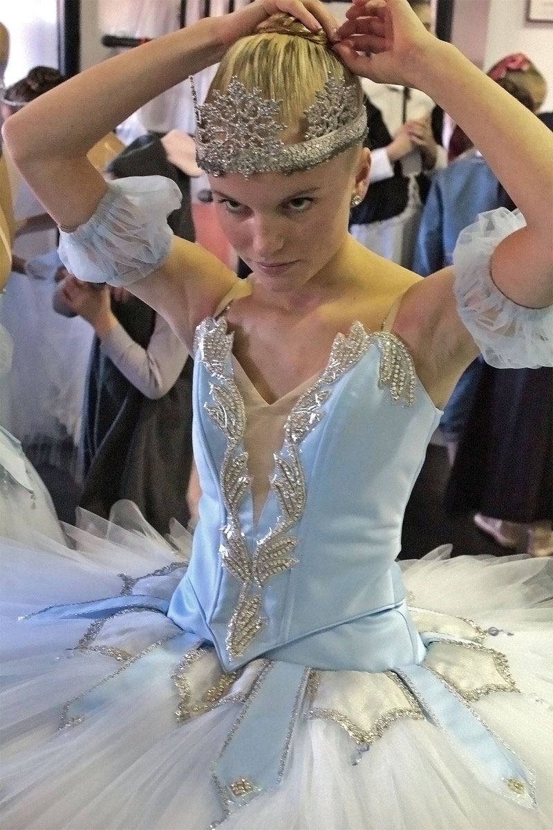 Abigail Hubbell preps for her performance as the Snow Queen. 