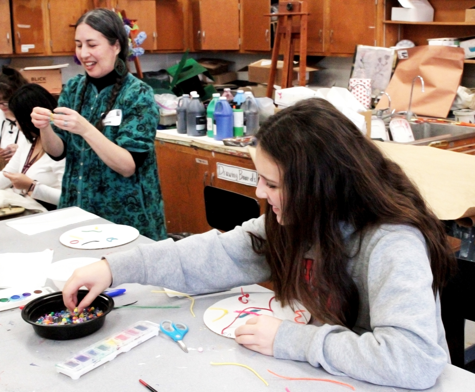 In January, Parrish Art Museum's 2023 artist-in-residence Charlene Charneco worked with students in the classroom at Southampton High School. TOM KOCHIE