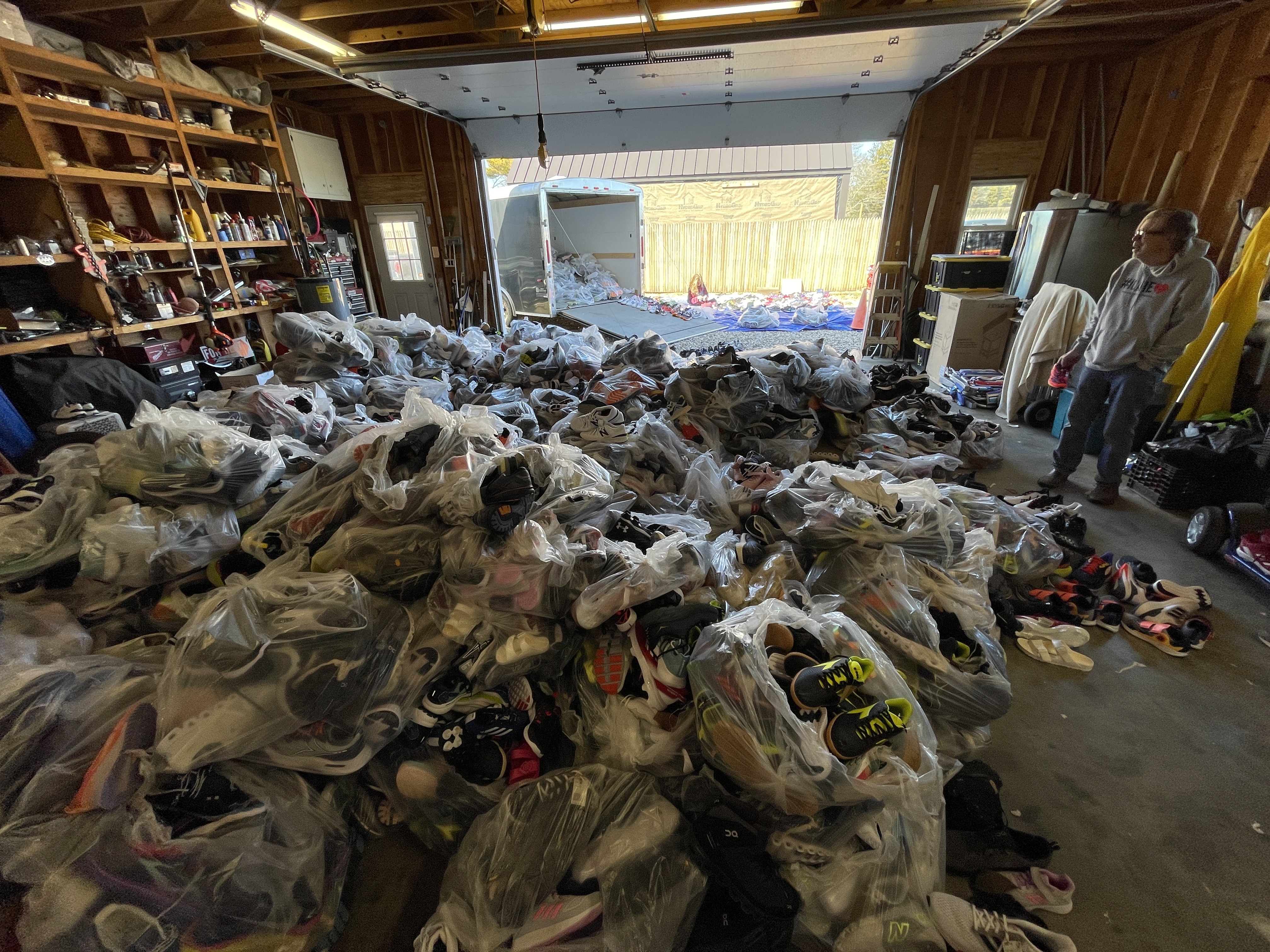 Hamptons Community Outreach was given about 7,200 pairs of high end running sneakers that were drenched when the basement of Gubbins Running Ahead in East Hampton was flooded in February.