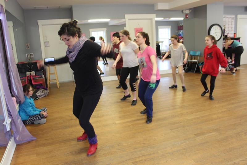 Our Fabulous Variety Show co-founder and teacher Anita Boyer taps it out with her students