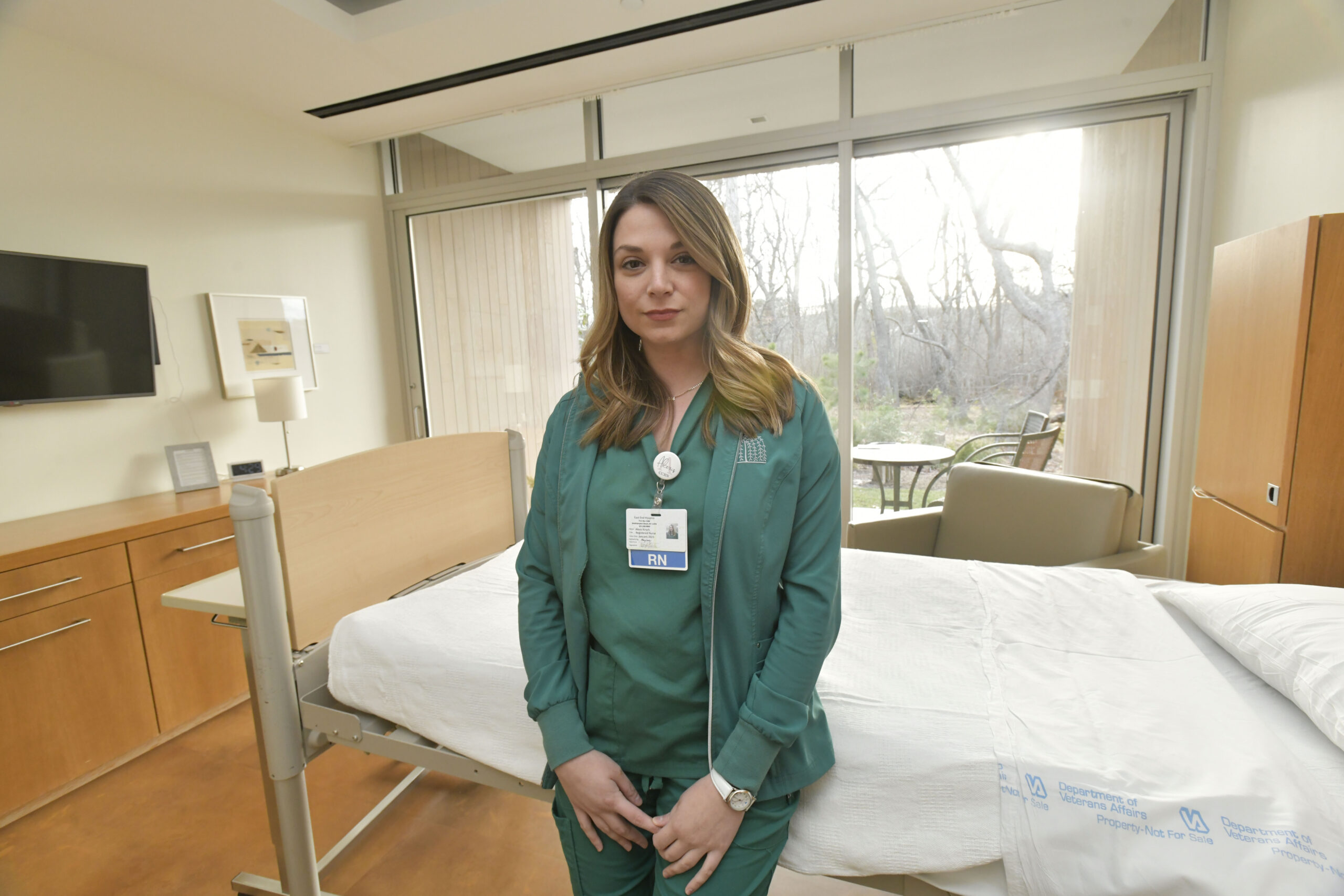 Registered Nurse Alexis Kirsch at East End Hospice's Kanas Center in Quiogue.  DANA SHAW