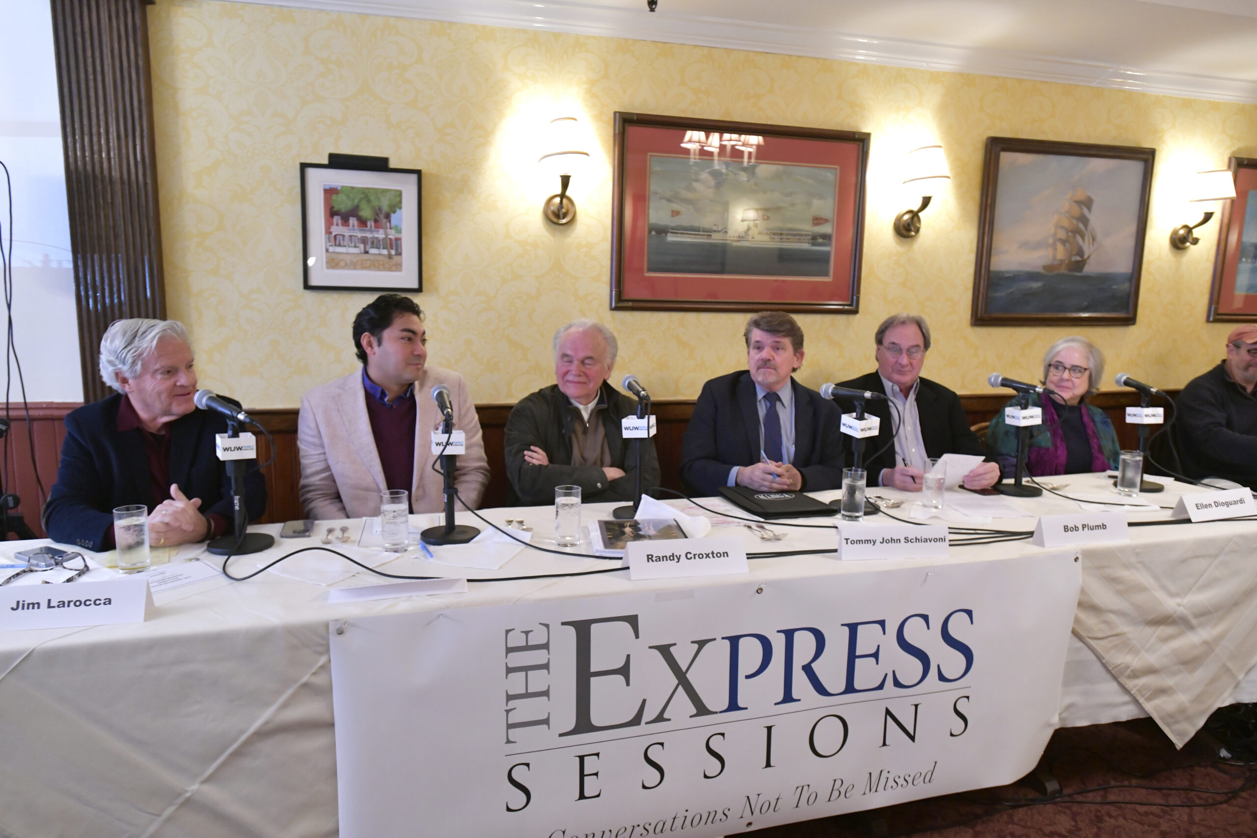 The panel during the Express Session on March 9 at the American Hotel in Sag Harbor.  DANA SHAW