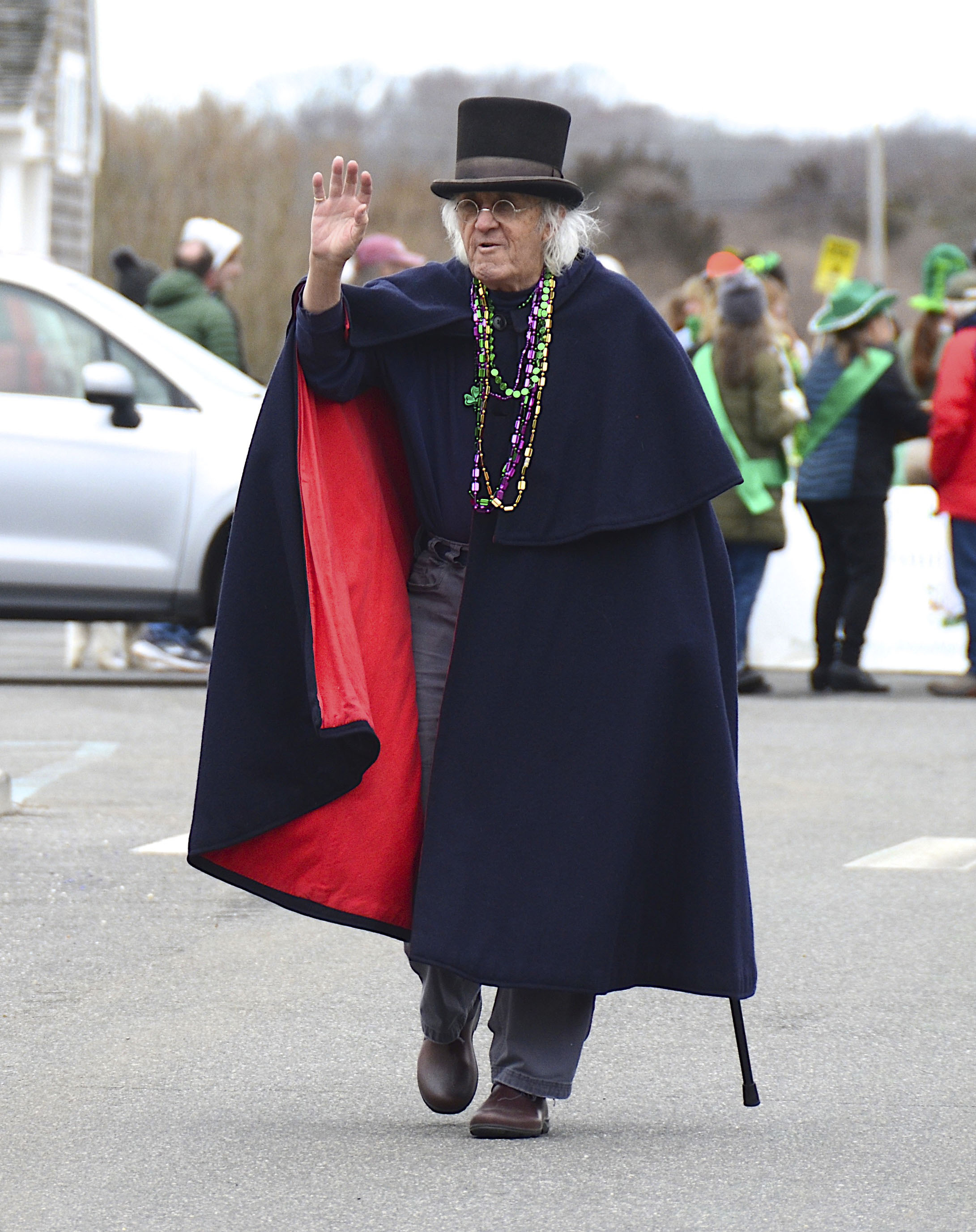 Hugh King during the Am O'Gansett St. Patrick's Day parade.