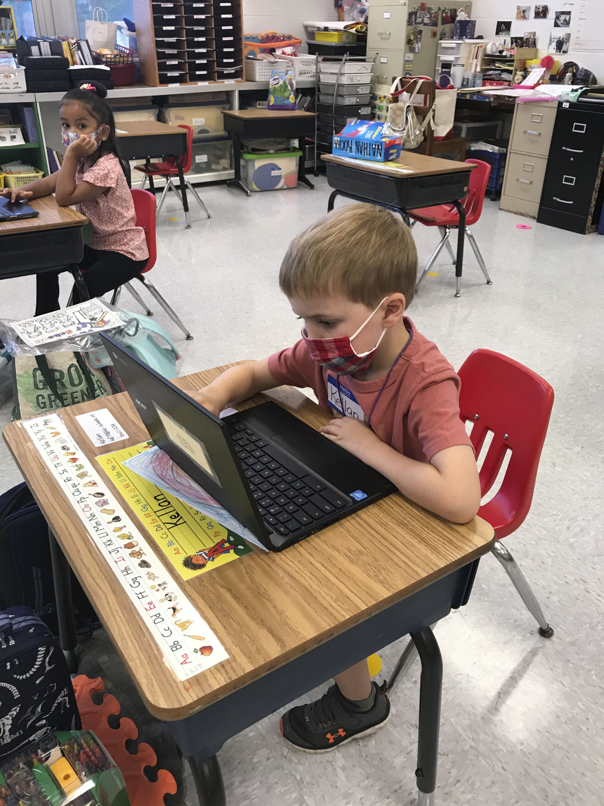 Students at Hampton Bays Elementary School during their first week back in September of 2020.  COURTESY HAMPTON BAYS SCHOOL DISTRICT