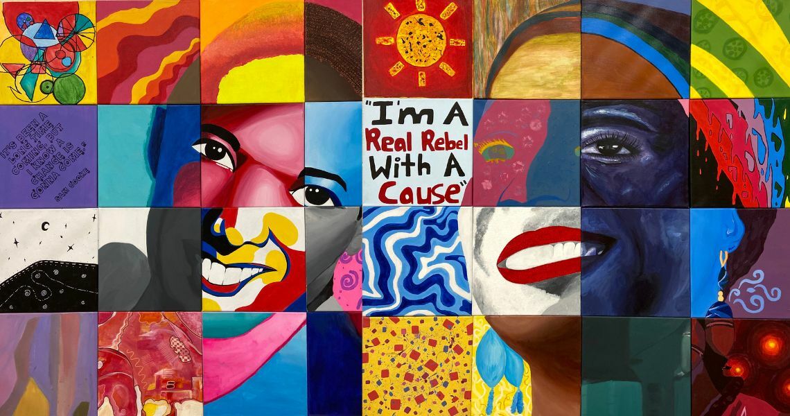 In honor of Dr. Martin Luther King Jr. and Black History Month, Hampton Bays High School student-artists created images of Sam Cooke and Nina Simone that have hit the auction block. COURTESY HAMPTON BAYS SCHOOL DISTRICT