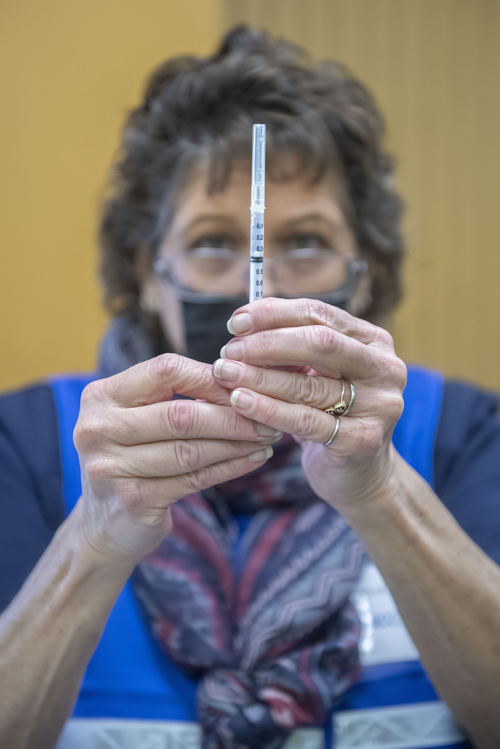 The Town of East Hampton, New York hosted a COVID-19 vaccine POD at the Children's Development Center of the Hamptons facility on Stephen Hands Path on March 6, 2021.  MICHAEL HELLER