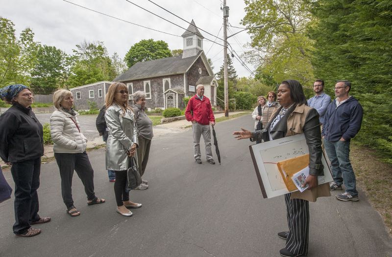 Georgette Grier-Key of the Eastville Community Historical Society led a tour of historical and significant places in Eastville, including the St. David African Methodist Episcopal (AME) Zion Church, during the Sag Harbor Cultural Festival on Saturday, 5/21/16