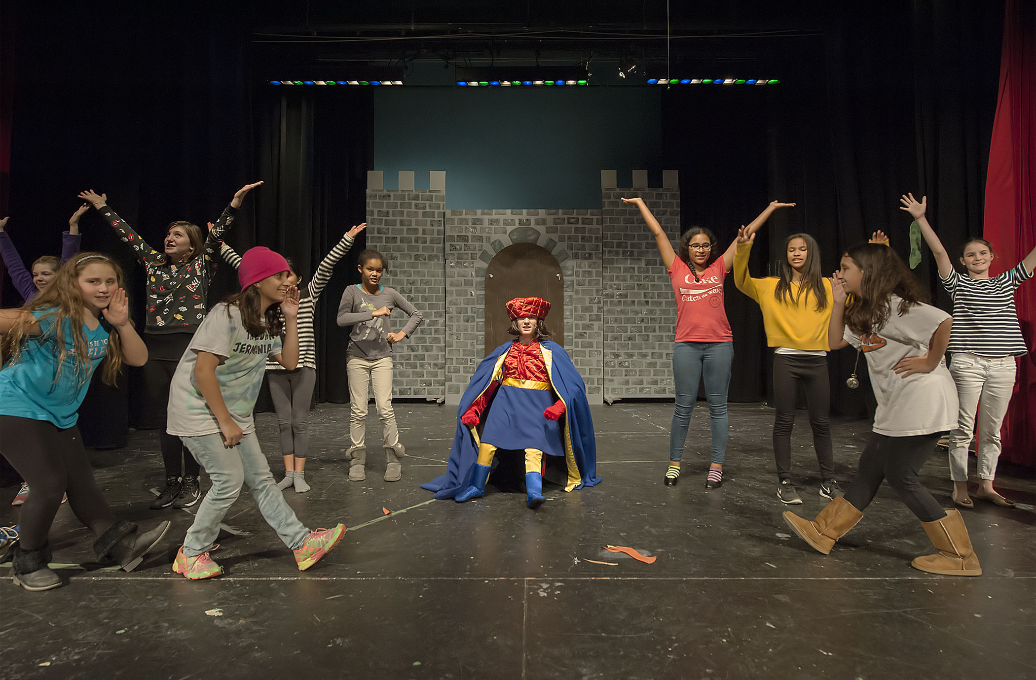 Pierson Middle and High School students rehearse their musical production of 