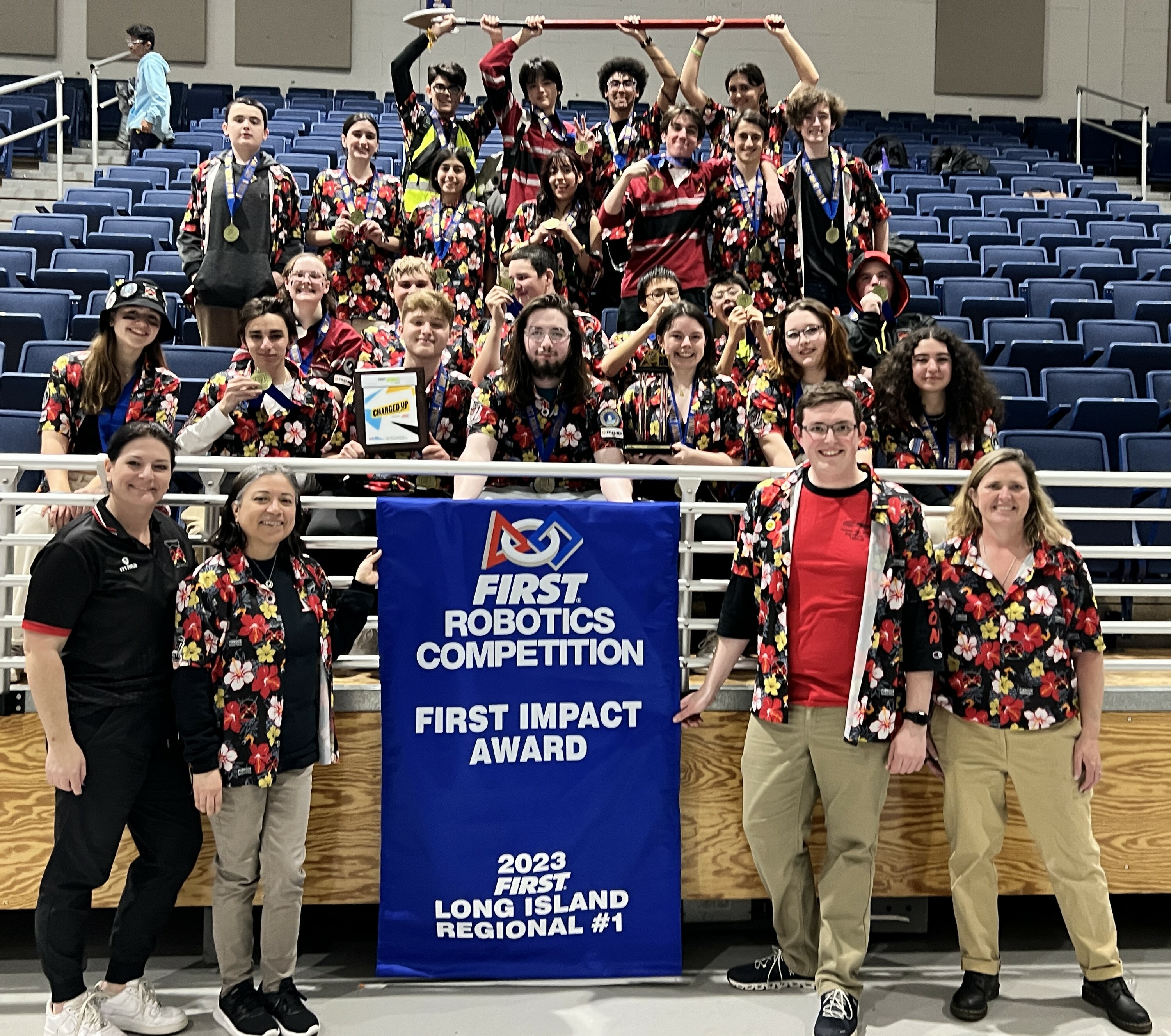 The combined Pierson Southampton robotics team earned the prestigious Impact Award at a First Robotics regional competition at Hofstra University. Winning the award automatically qualified the team for a spot at the First Robotics Worlds in Texas next month.
