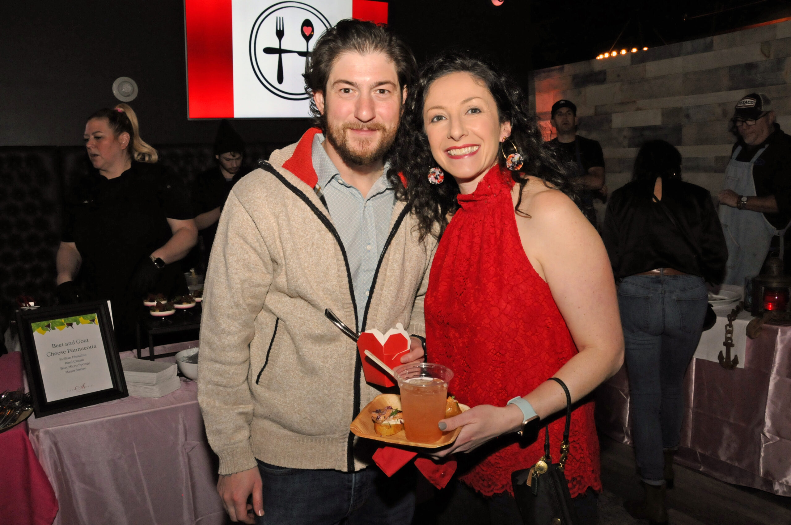 Rabbi Josh Franklin and Stephanie Whitehorn at the Katy's Courage winter tasting fundraiser, 