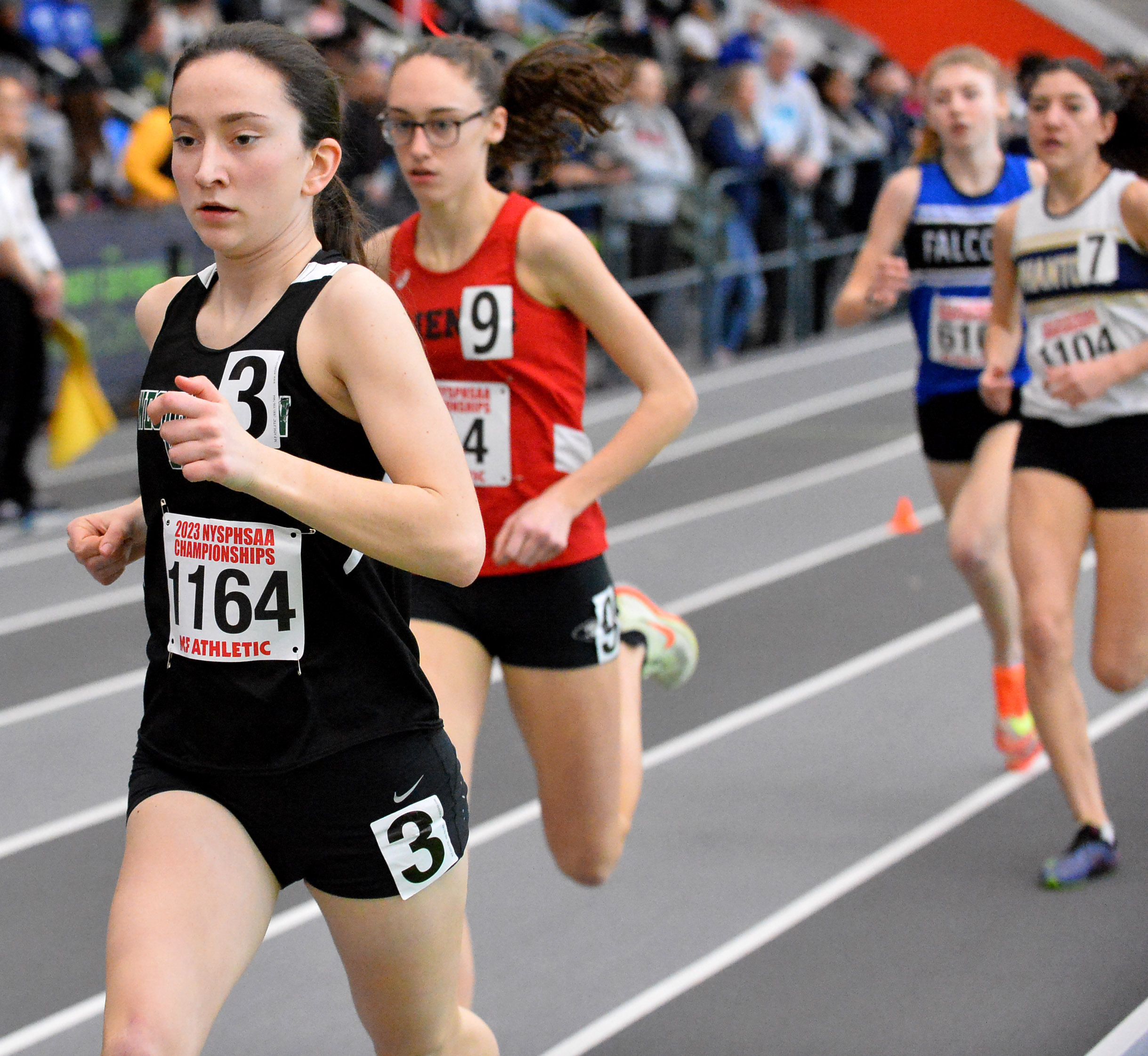 Westhampton Beach sophomore Lily Strebel reached the podium in both the 1,000- and 1,500-meter races on Saturday.    DAMION REID