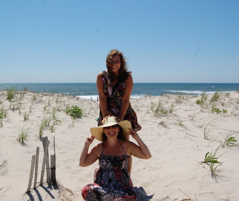 The author, standing, with her former boss, Dawn Watson. 