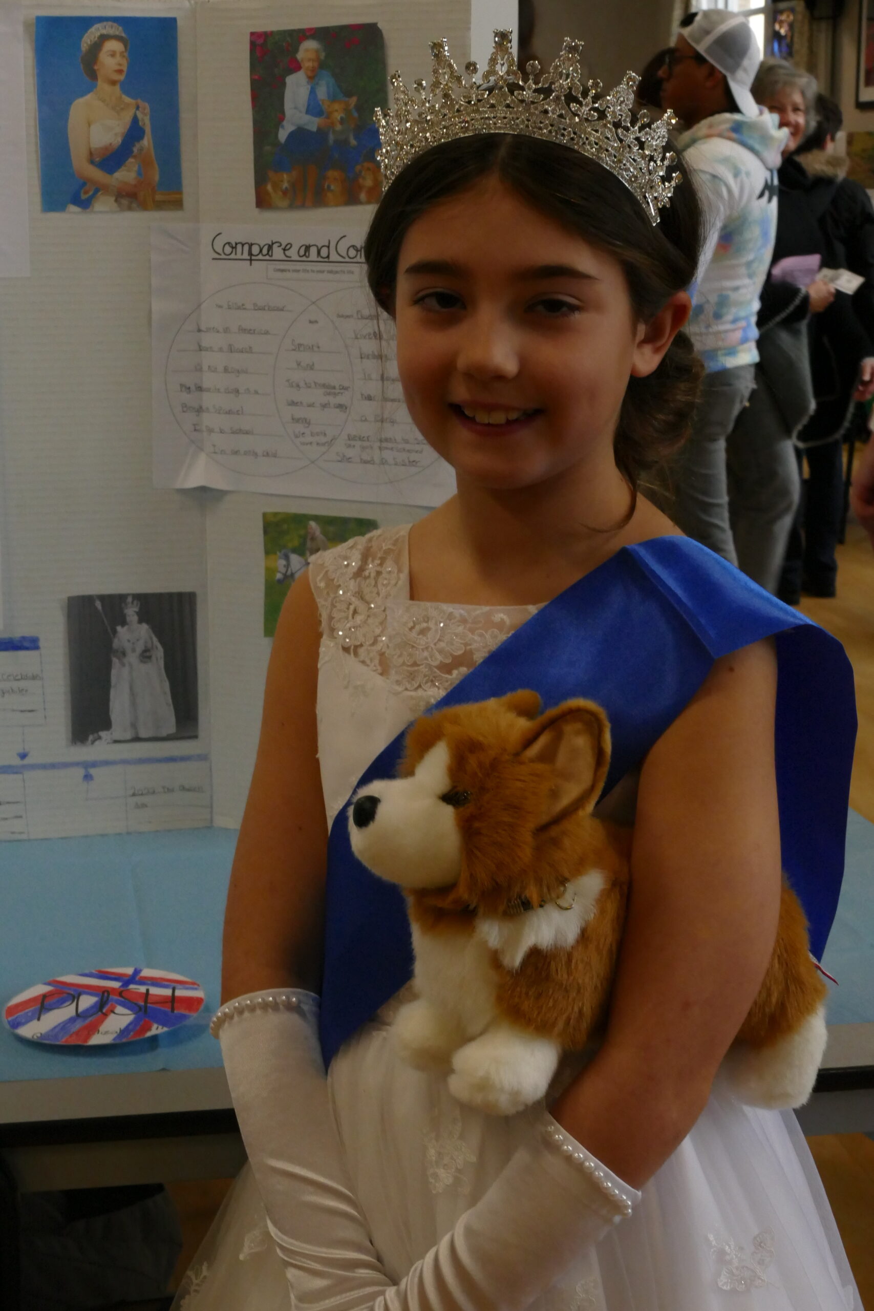 Our Lady of the Hamptons School student Elsie Barbour as Queen Elizabeth in the school's recent wax museum project.  COURTESY OUR LADY OF THE HAMPTONS SCHOOL