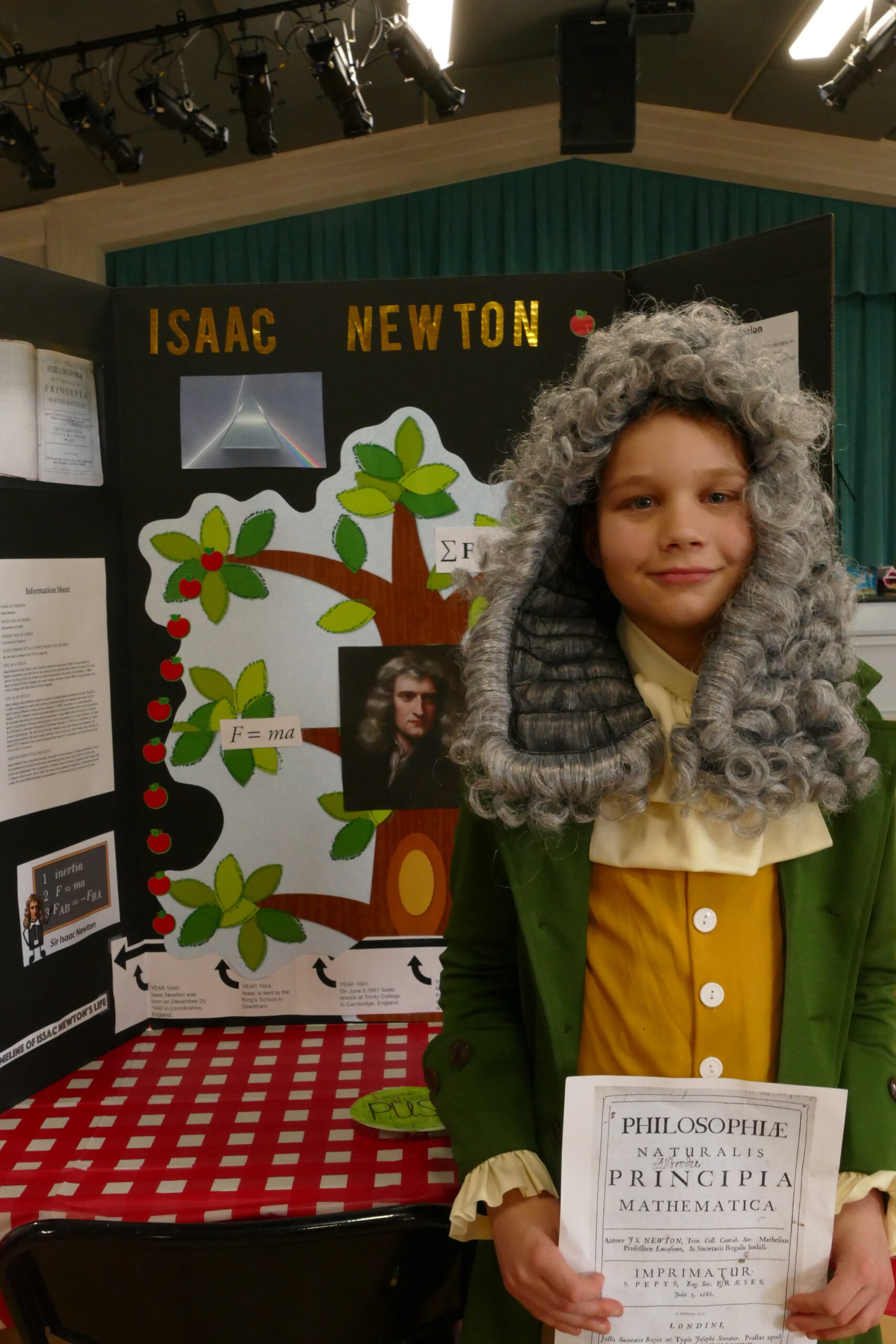 Rex Doerfler portrayed Sir Isaac Newton in Our Lady of the Hamptons School's recent wax museum project. COURTESY OUR LADY OF THE HAMPTONS