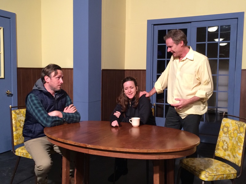 Peter Connolly, Mary McGloin and John Carlin in rehearsal for the Hampton Theatre Company production of 