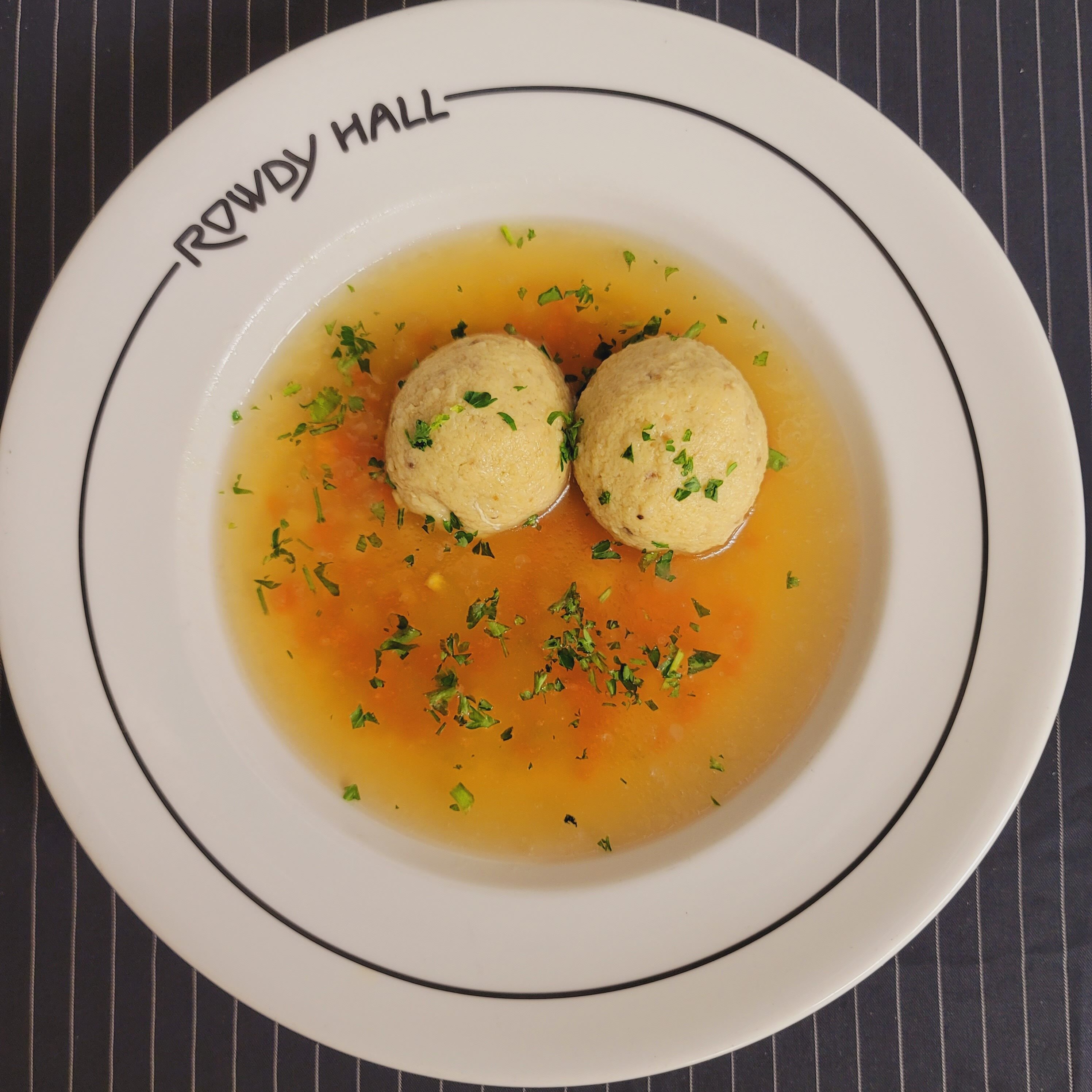 Rowdy Hall's Passover offerings include Ed’s Matzo Ball Soup. COURTESY ROWDY HALL