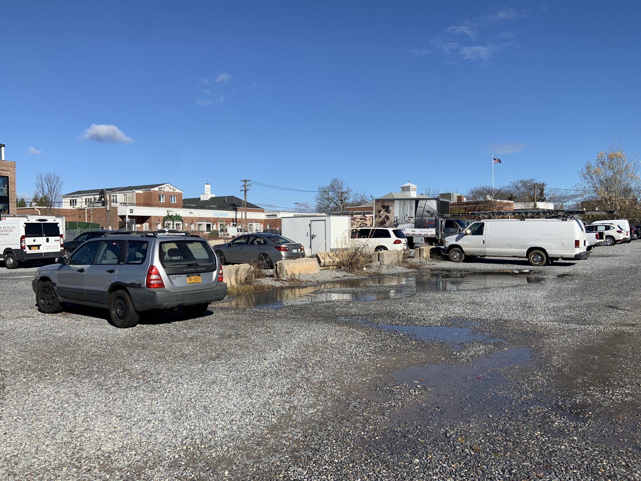 Sag Harbor Village is battling developer Adam Potter for control of the National Grid gas ball parking lot. STEPHEN J. KOTZ