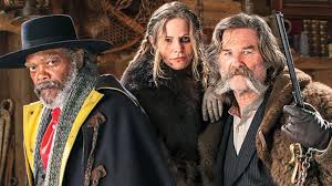 Samuel L. Jackson, Jennifer Jason Leigh and Kurt Russell in The Hateful Eight. 