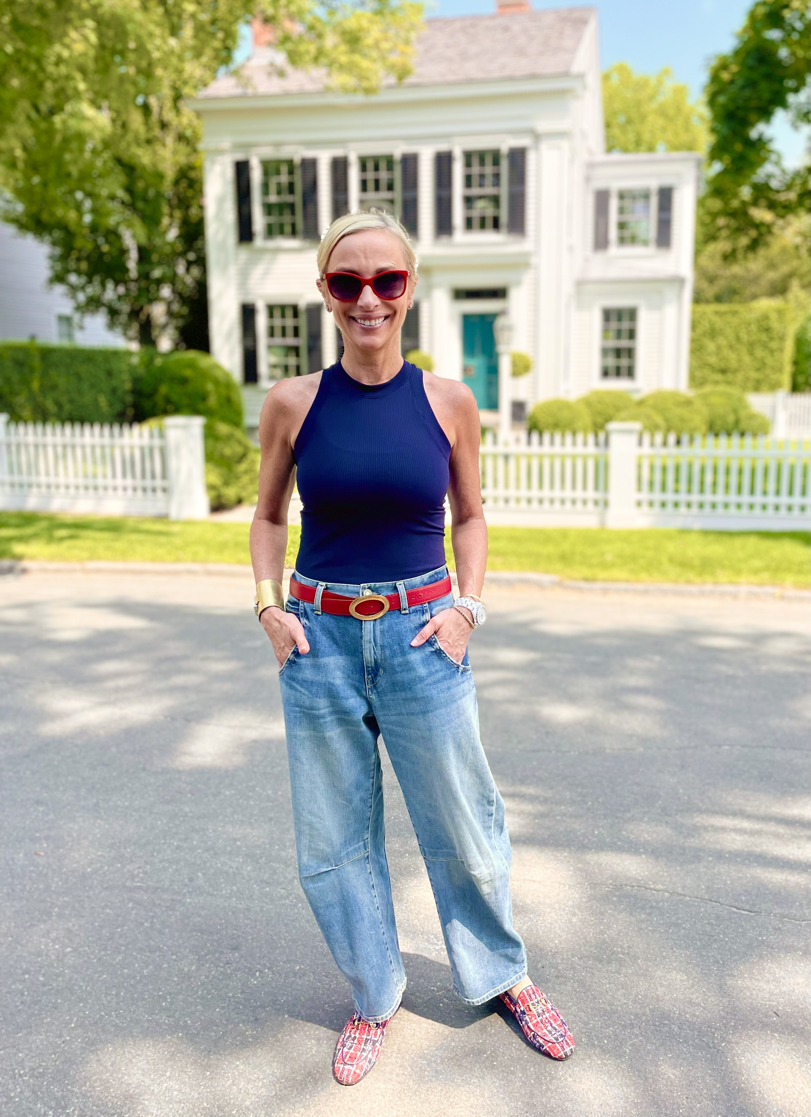 Lisa in baggy jeans from Nili Lotan in East Hampton.