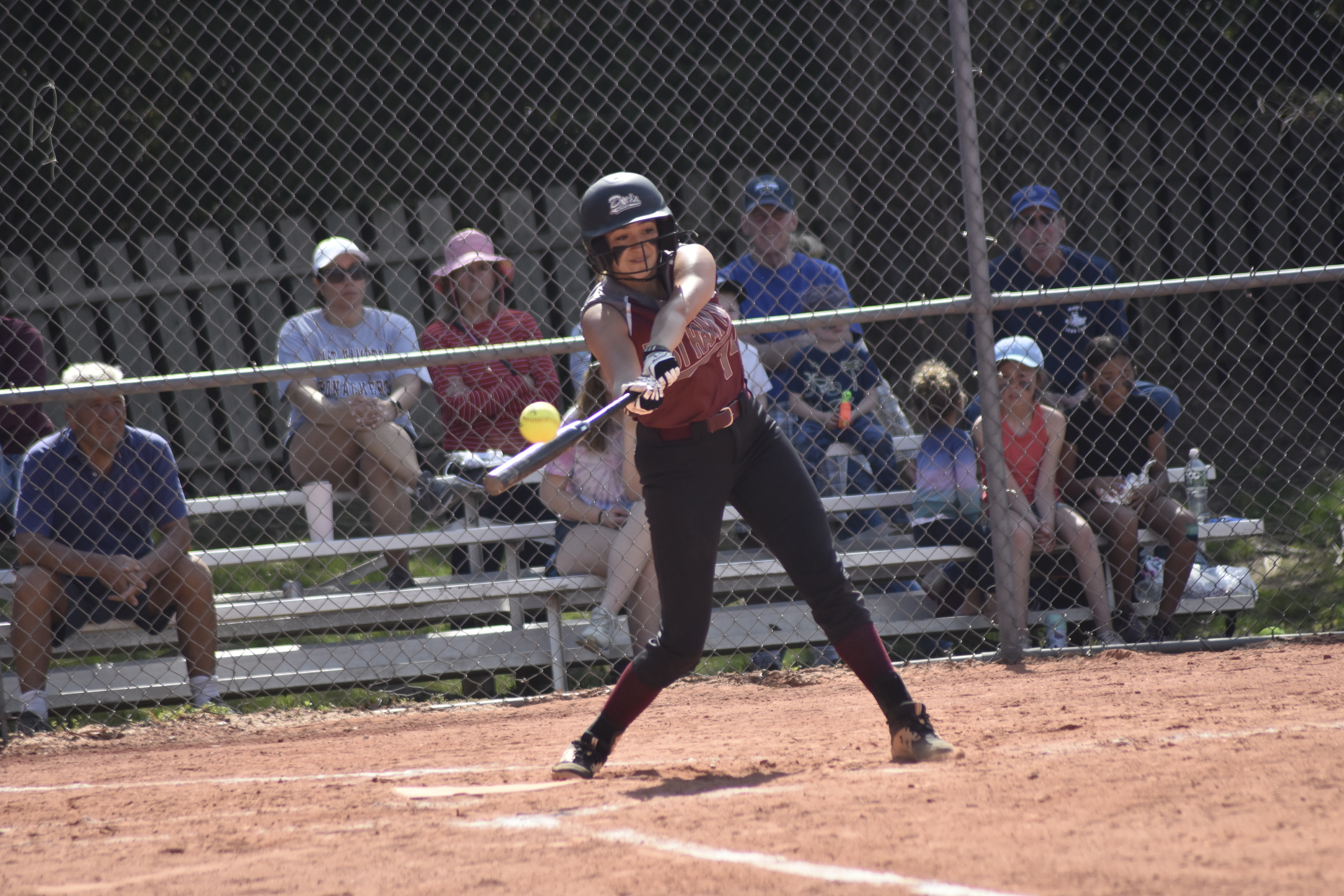 Senior Emma Terry recorded East Hampton's first hit on Friday.     DREW BUDD