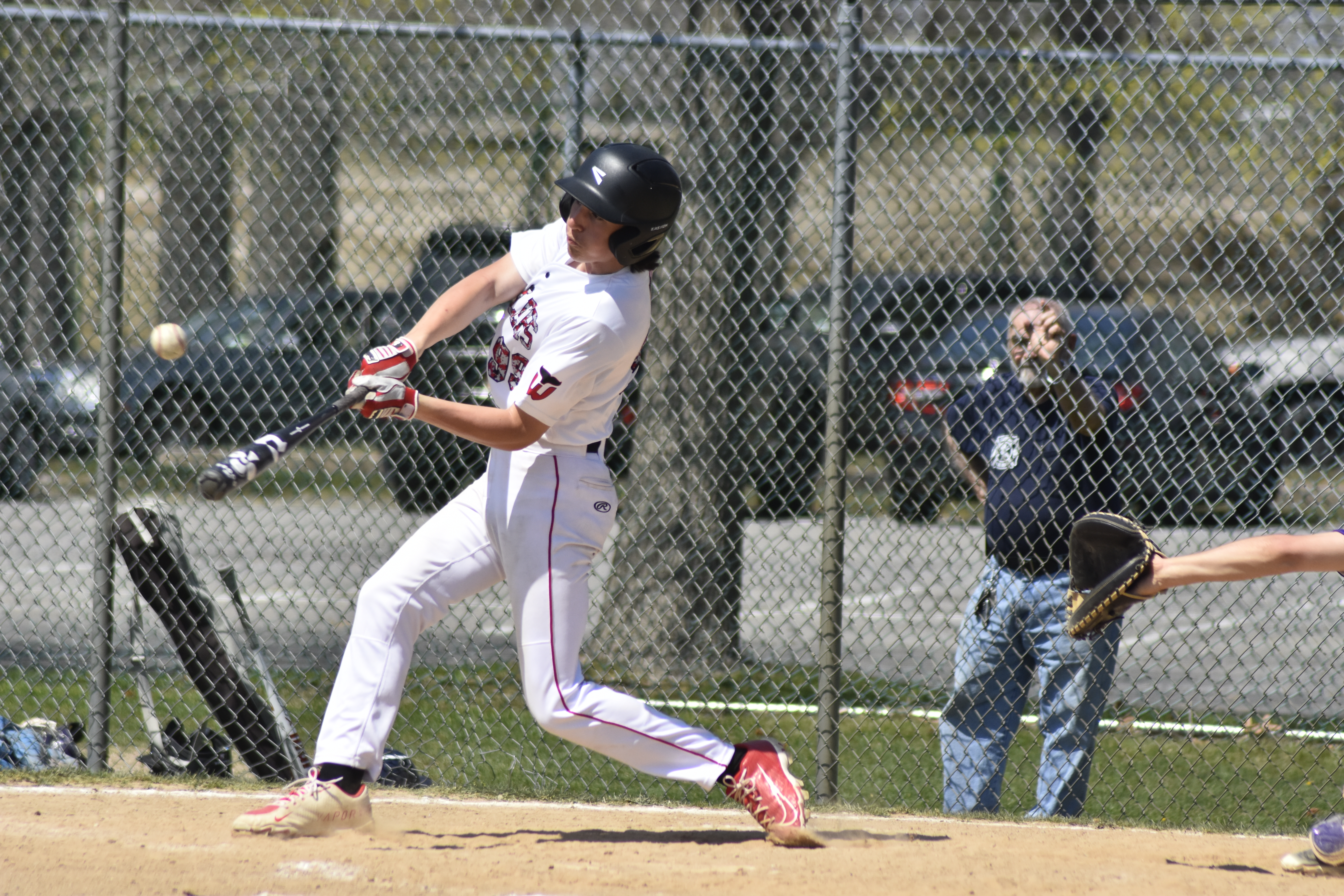 Pierson's Lucas Iulo smacks a base hit into right field.   DREW BUDD