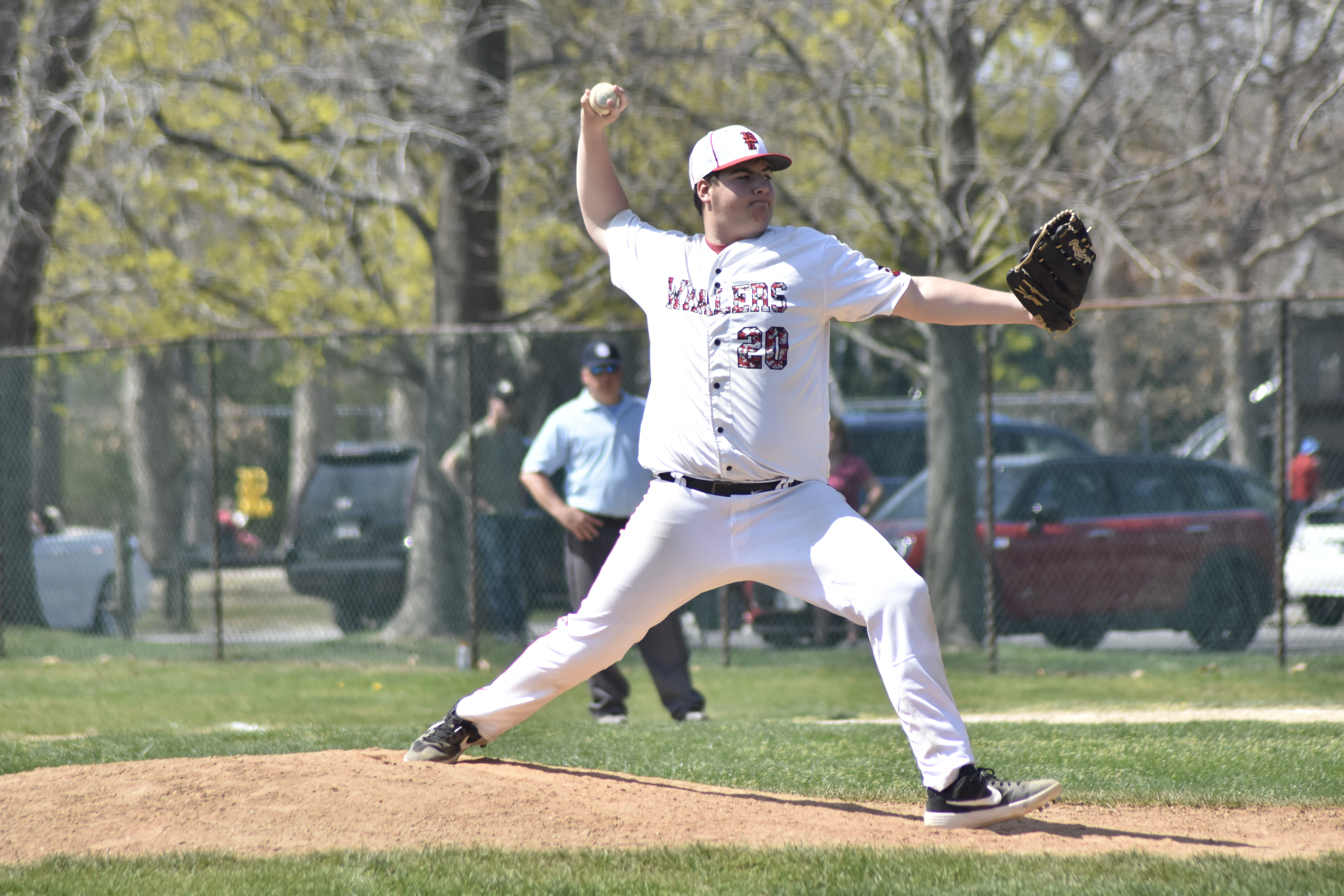 Whaler Brandan Mitchell delivers to the plate.   DREW BUDD