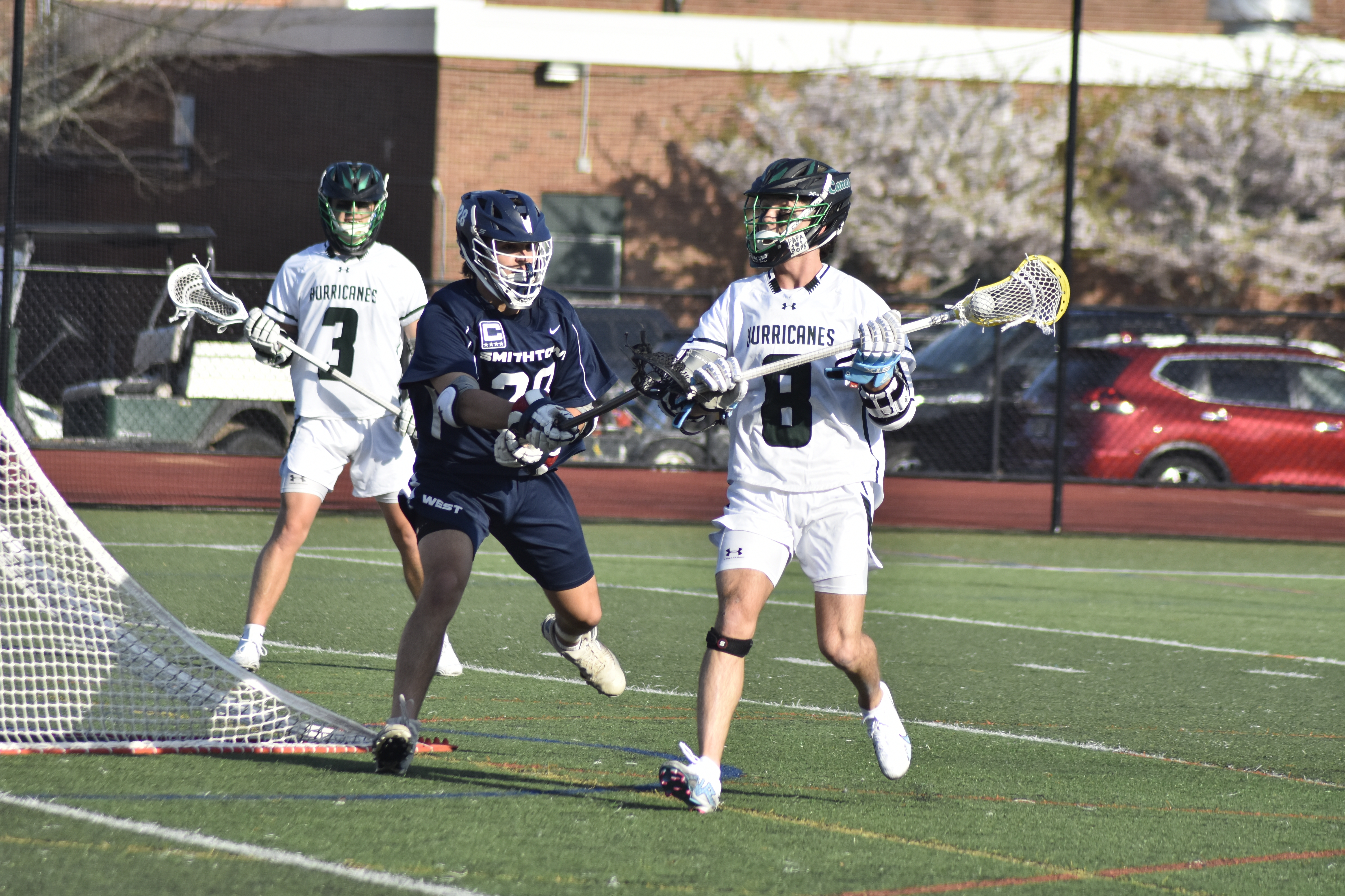 Westhampton Beach senior Morgan McEntee works the ball around on offense.   DREW BUDD