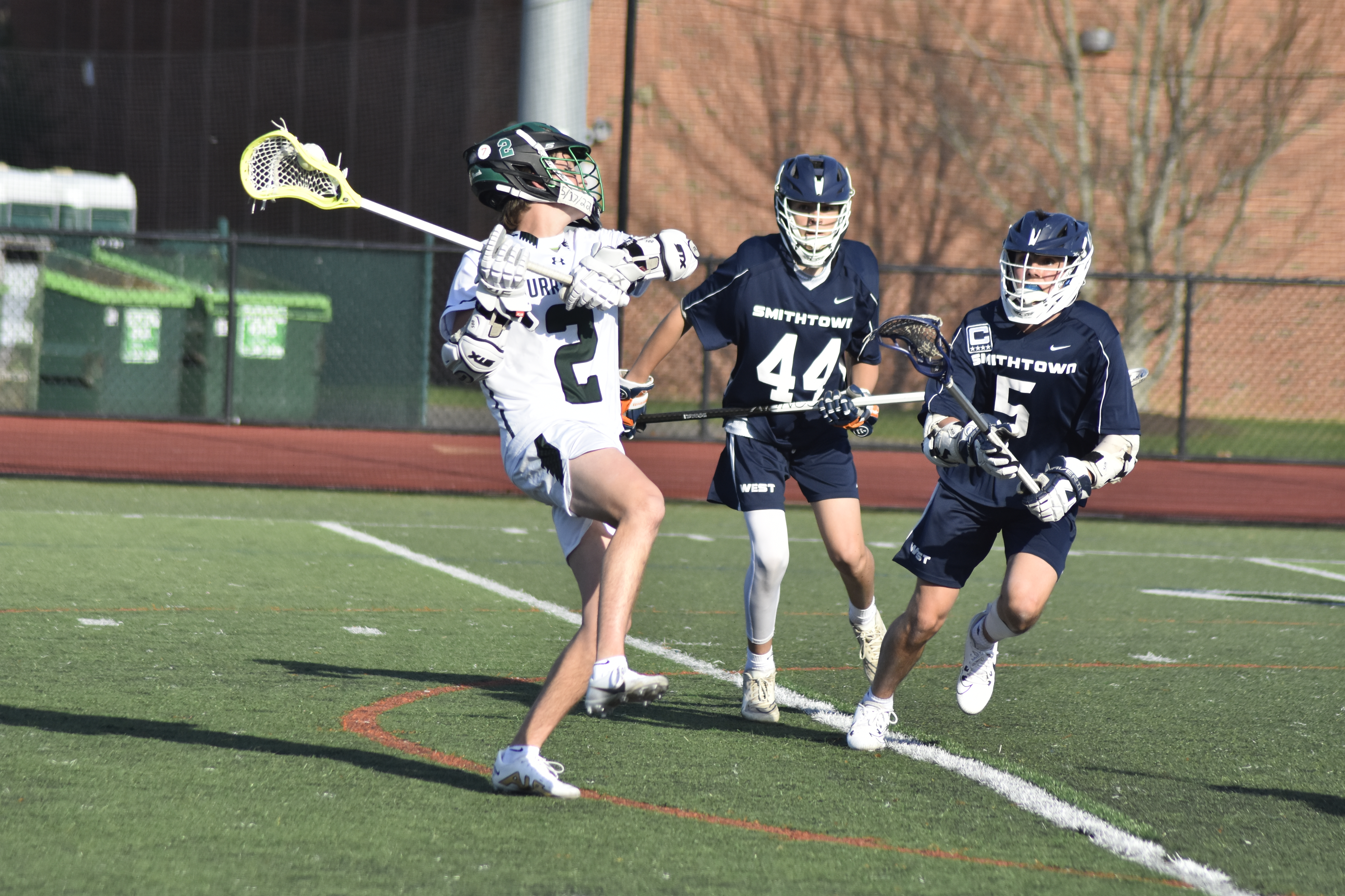 Westhampton Beach junior Heath Sumwalt winds up to fire a shot. He scored five goals in Thursday's victory DREW BUDD