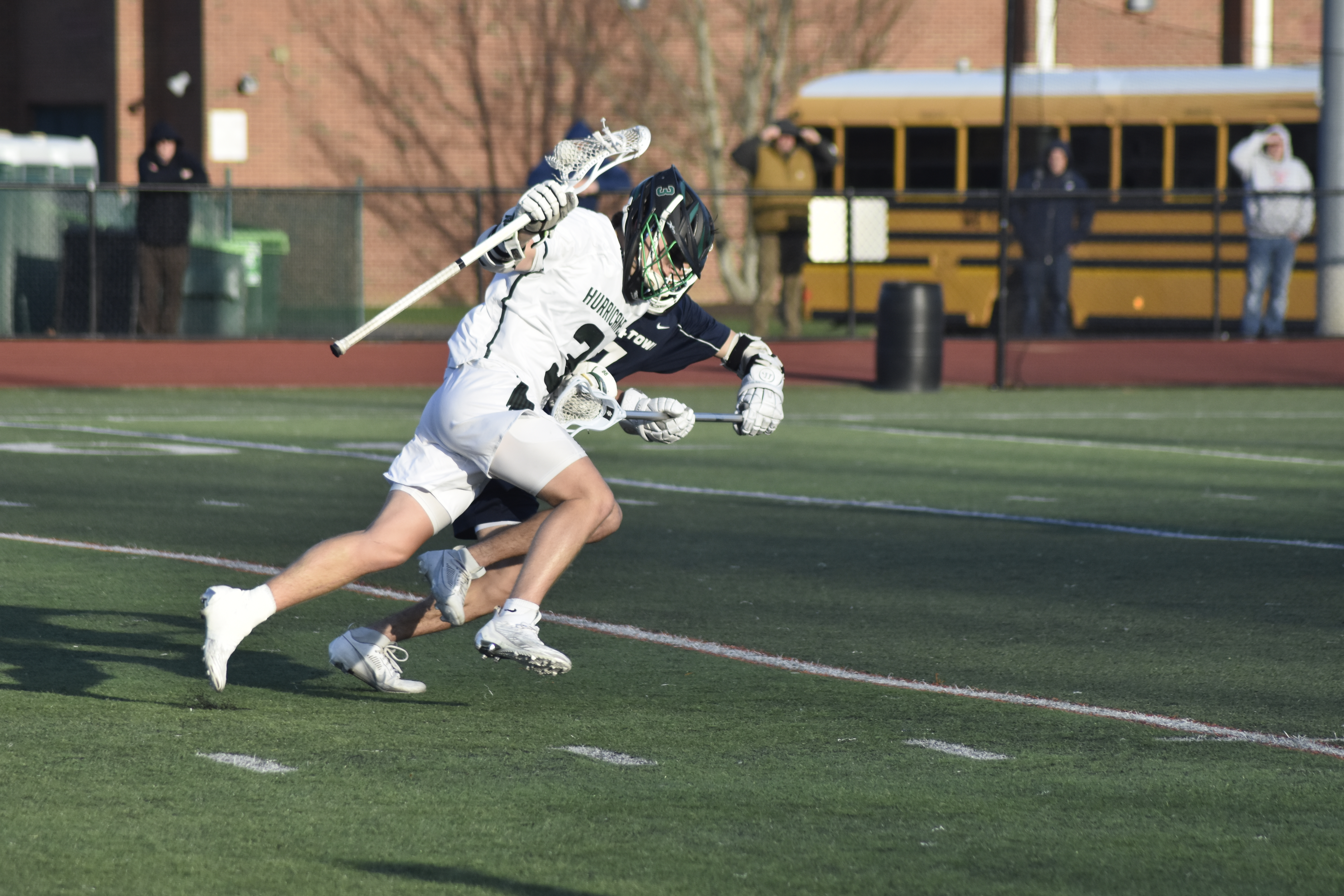 Westhampton Beach senior Chance Brindle charges forward.  DREW BUDD