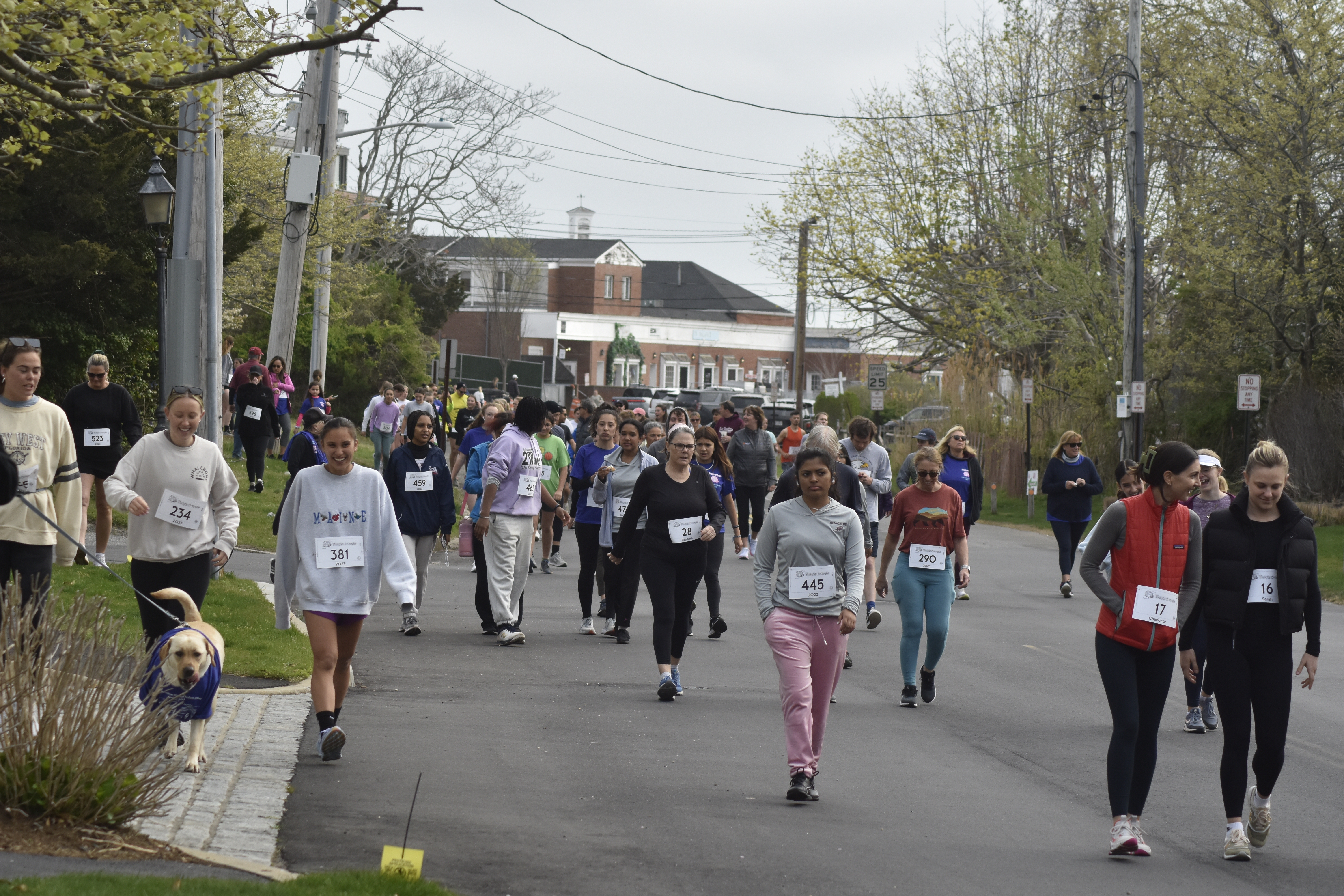 Runners and walkers make their way to the start line at the corner of Howard Street and Long Island Avenue.   DREW BUDD