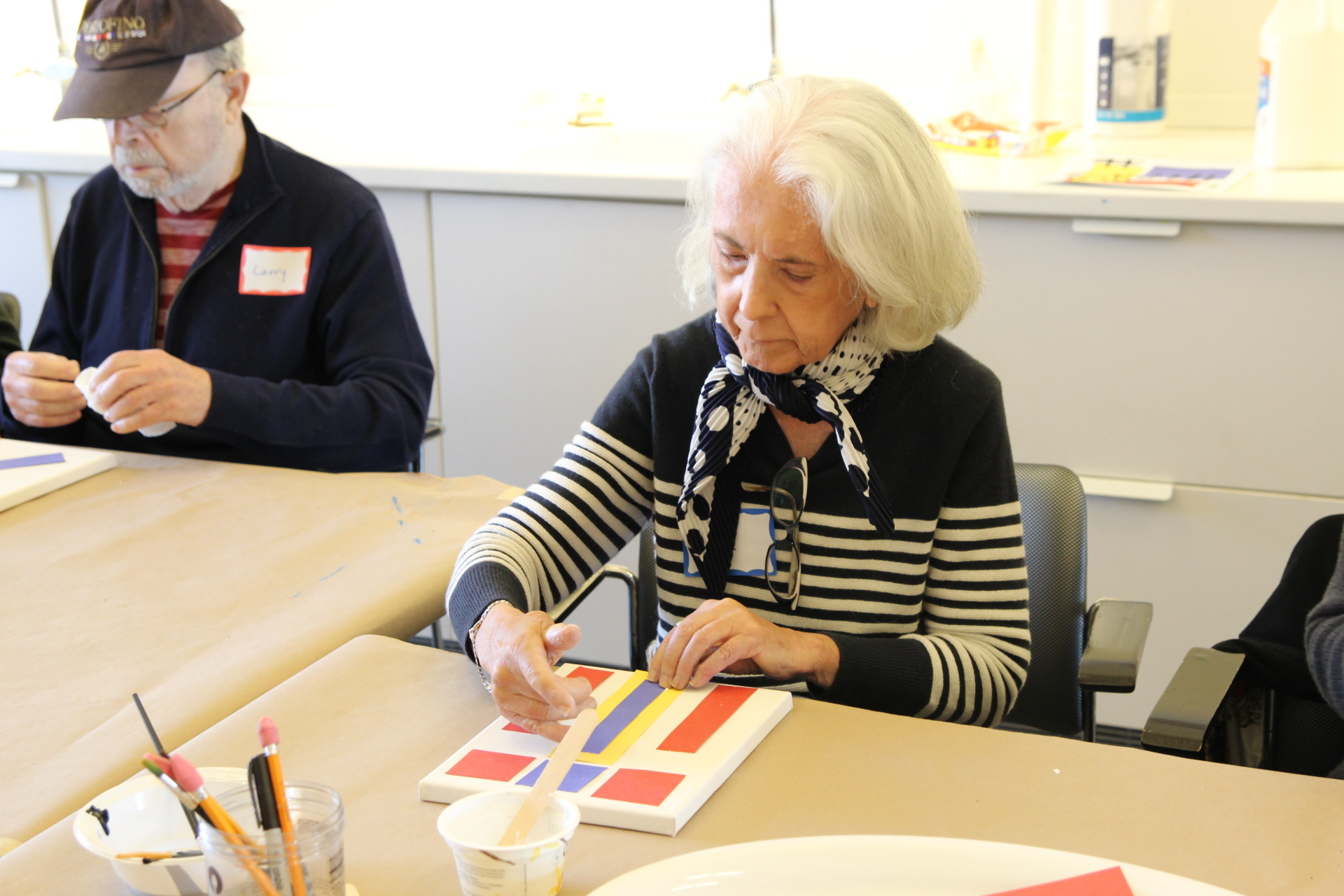 Artists participate in a Parkinson's collage workshop at the Parrish Art Museum in 2019. JILLIAN BOCK