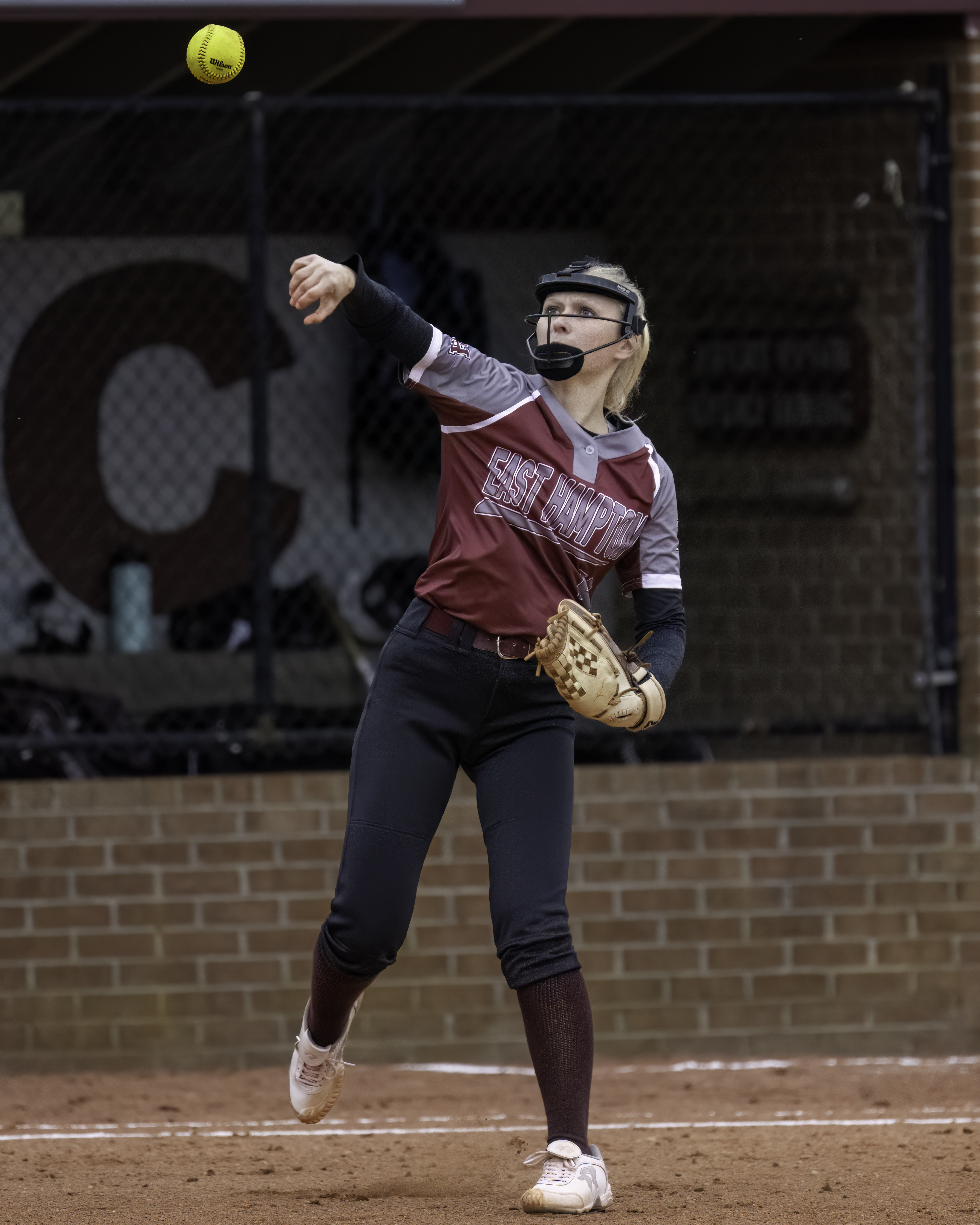 East Hampton freshman Mary Jane Vickers makes a play at third base. MARIANNE BARNETT