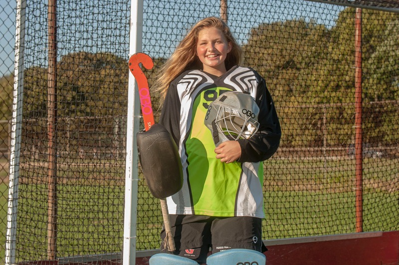 Pierson field hockey goalie Charlotte Johnson made the jump to varsity when she was just 12 years old. Michael Heller photo