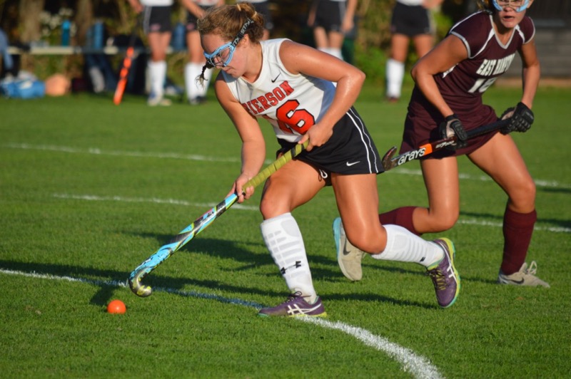 Pierson junior Paige Schaefer controls the ball during the Lady Whalers' 1-0 over East Hampton on Monday. Gavin Menu photos