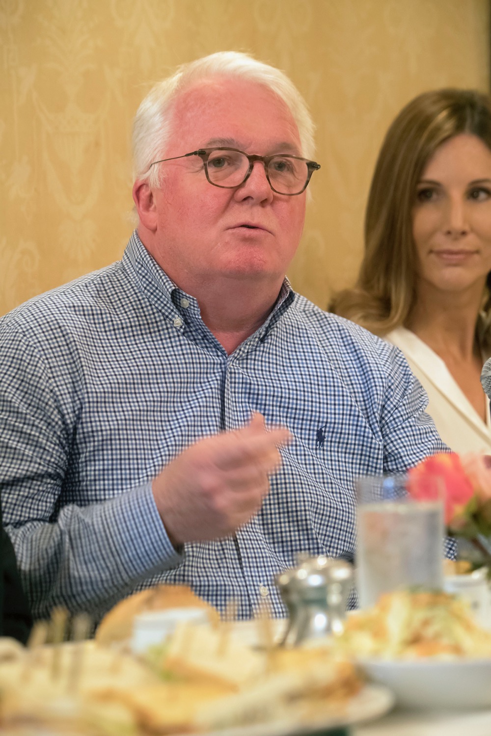 Sag Harbor Village Trustee Aidan Corish speaks during the Express Sessions on the local rental market and Airbnb on Friday. Michael Heller photo.
