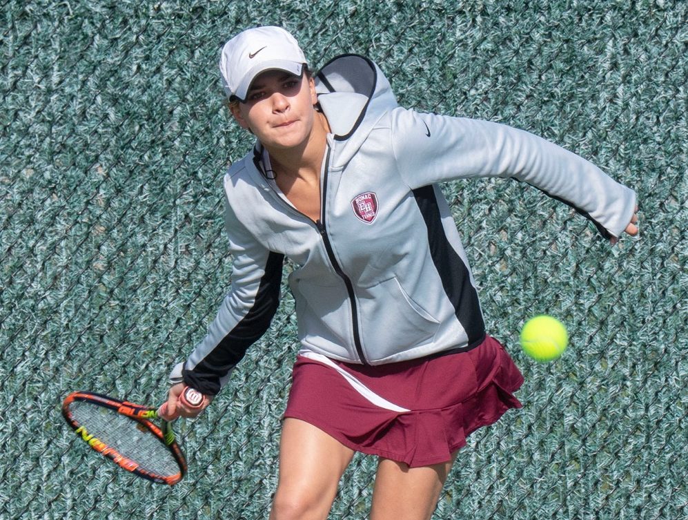 Pierson senior Caroline Micallif sets up for a forehand against William Floyd on Friday