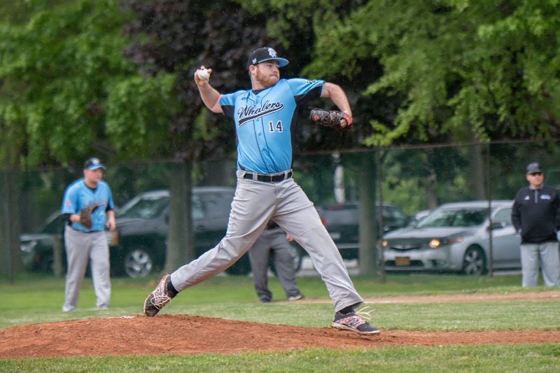 Whaler Nick Kruel on the mound against the Southampton Breakers at Mashashimuet Park on Sunday. Michael Heller photos