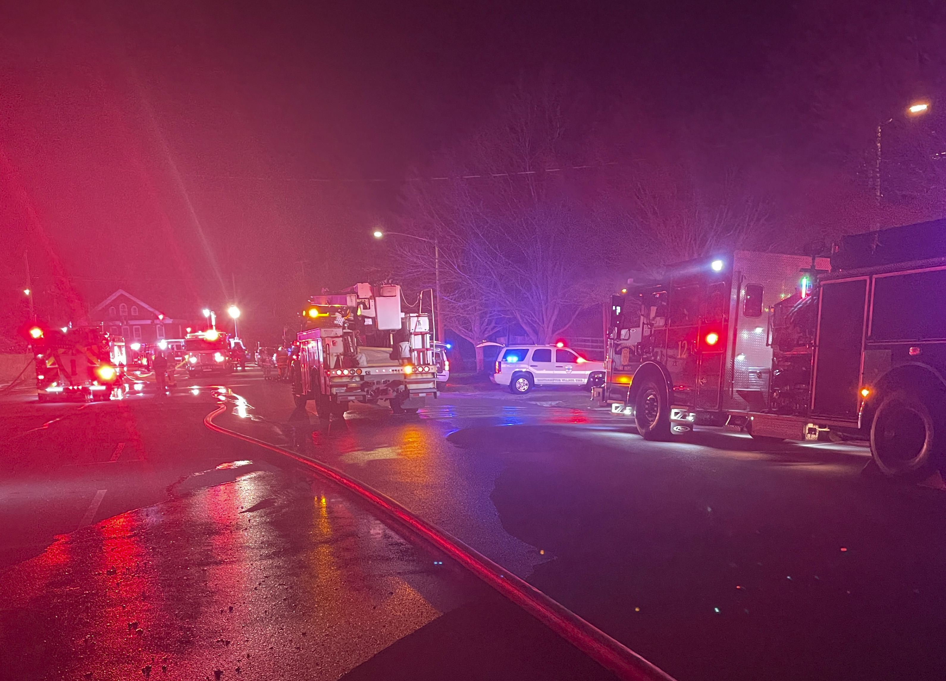 Fire broke out in a detached garage at Union Burger Bar on Bowden Square in Southampton Village on Easter Sunday evening, ROBERT LOHMAN